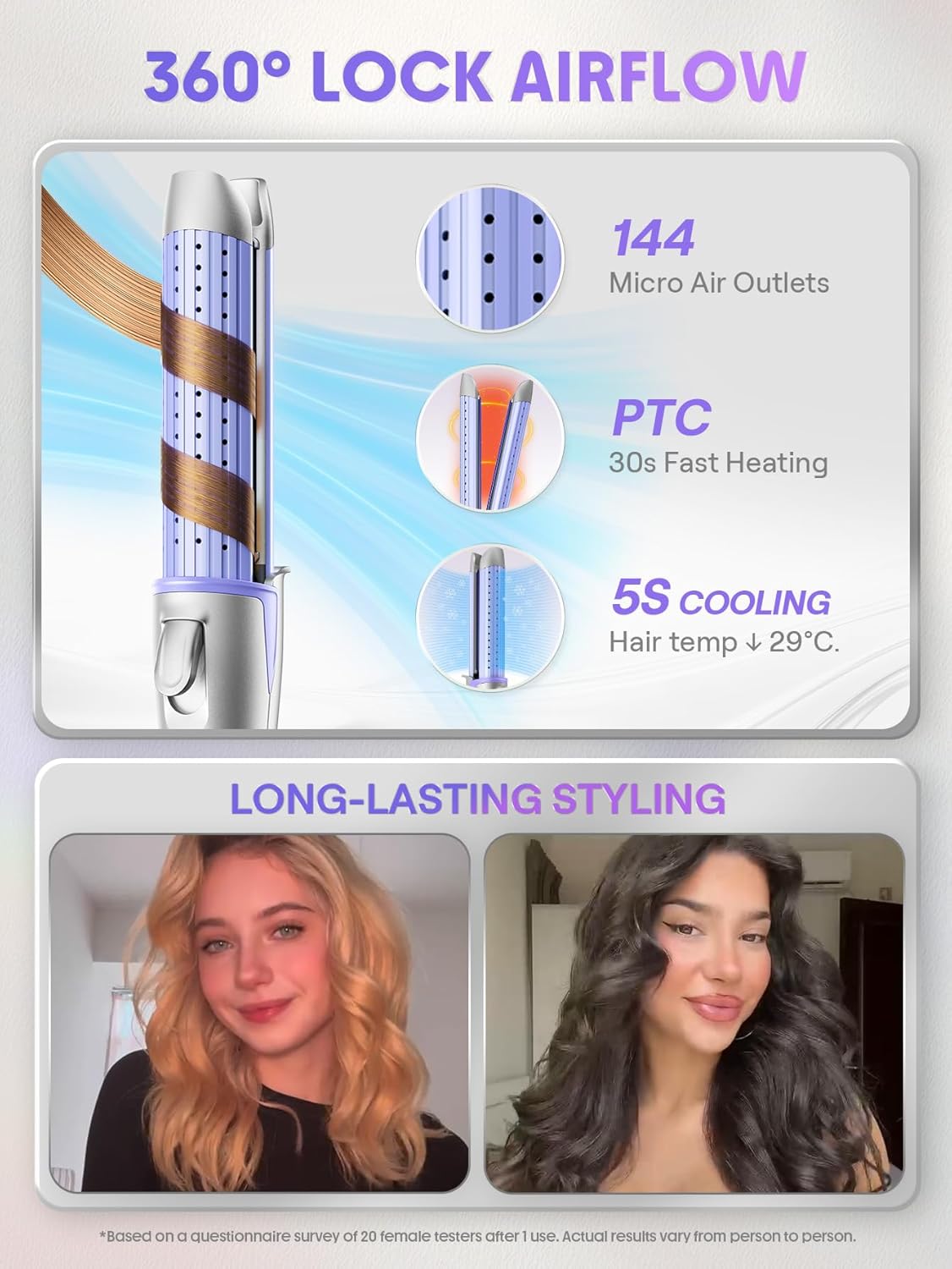 SHEGLAM Manual Airflow Styler Curling Iron, 2 in 1 Hair Straightener & Curler, 360° Cool Air Lock, 1 inch, Anti-Scald Flat Iron, 4 Temps, Fast Curling Straightening Less Damage for Long Short Hair - Image 5