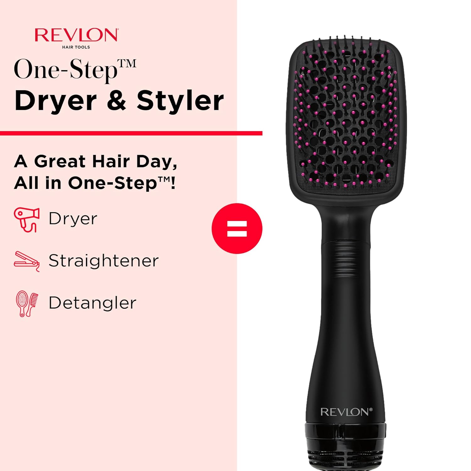 REVLON One-Step Hair Dryer and Styler, All-in-One Hair Brush Straightener for Salon-Quality Smooth & Straight Styles, Black - Image 2