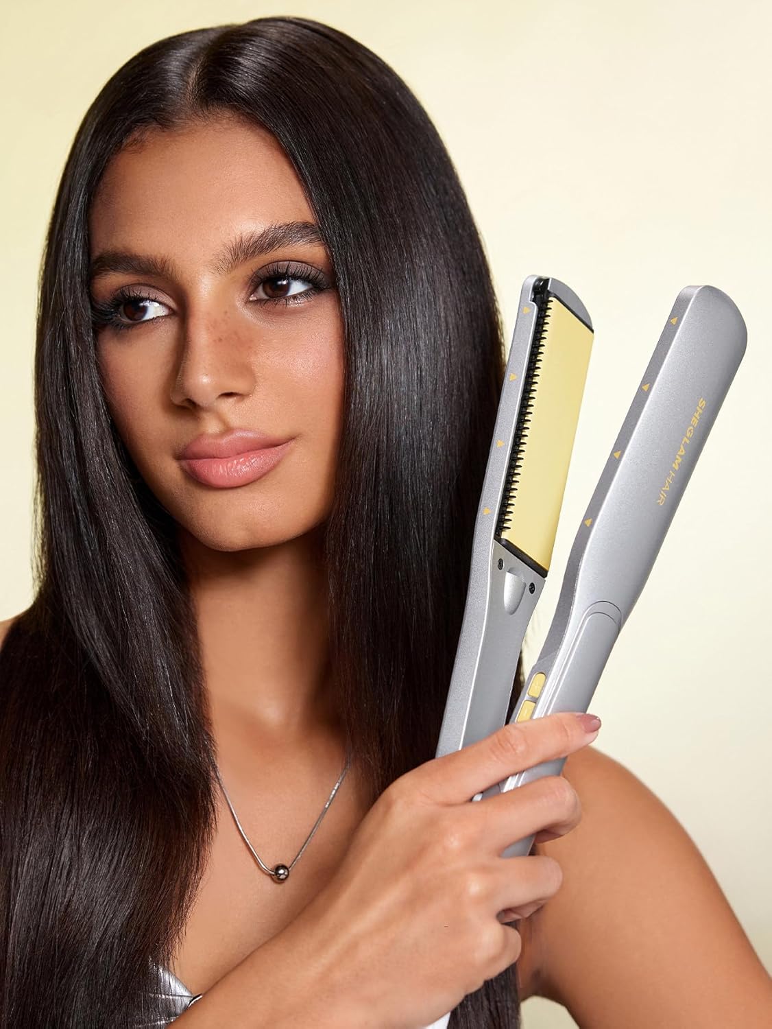 SHEGLAM Hair Straightener, 1.5" Flat Iron Straightener and Curler with Comb Tooth Adjustable Smart Memory Temp 270-450°F Dual Voltage Portable Flat Iron Hair Straightener for All Hairstyles Anti-Frizz - Image 2