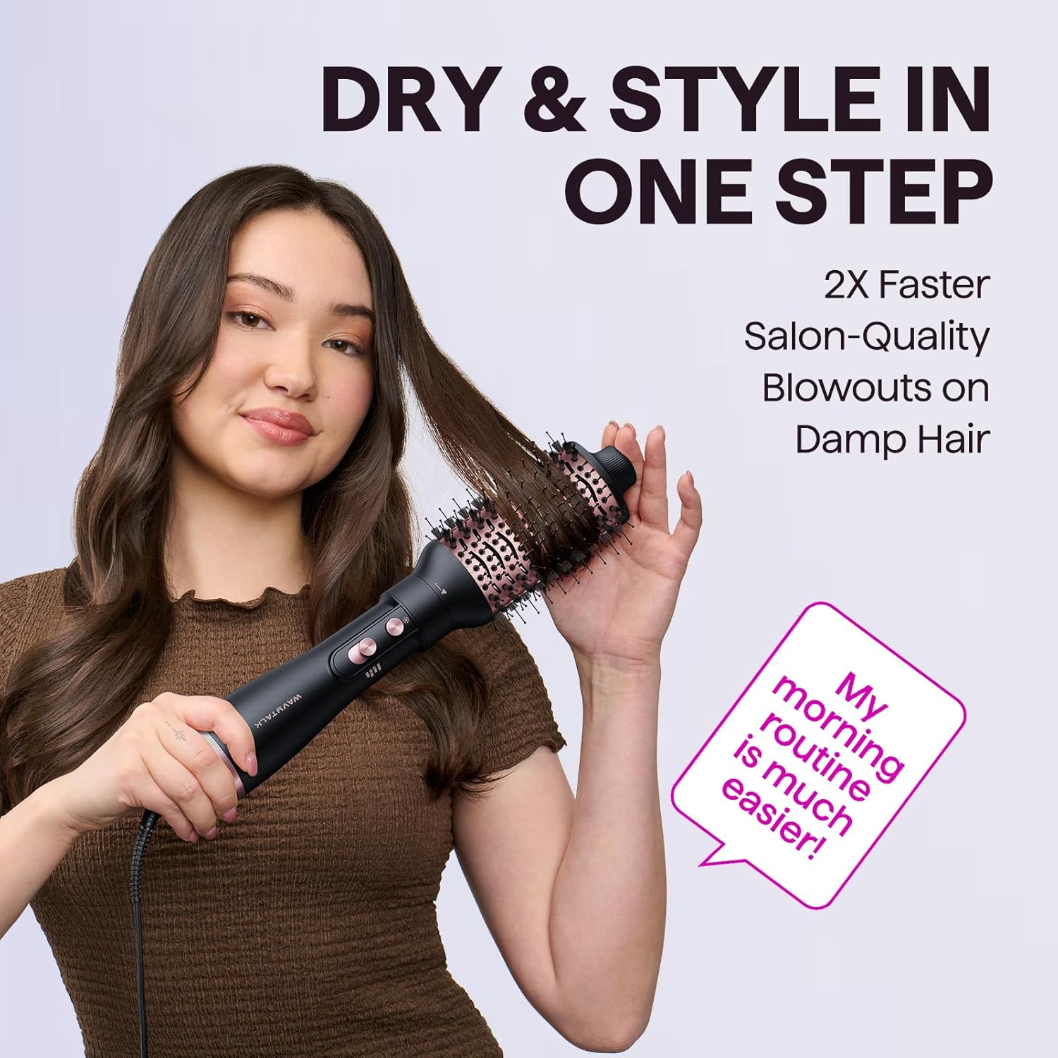Wavytalk Hair Dryer Brush Set, Air Sculpt 4-in-1 Hot Air Brush Set | Blowout Brush Styler for Salon Blowouts, Volumizing, and Straightening, Sleek Frizz-Free for Every Hair Type, Black - Image 2