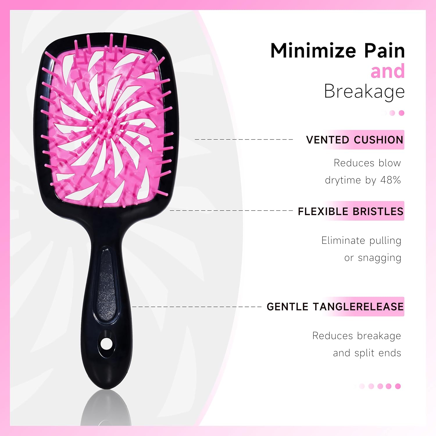 11 Pcs Hair Brush Set, Detangle Hair Brush And Spray Bottle, 3 Pieces Smooth Hairbrush For Toddlers, Suitable For Wet and Dry Hairstyles, Suitable For Adults And Children. (Pink) - Image 2
