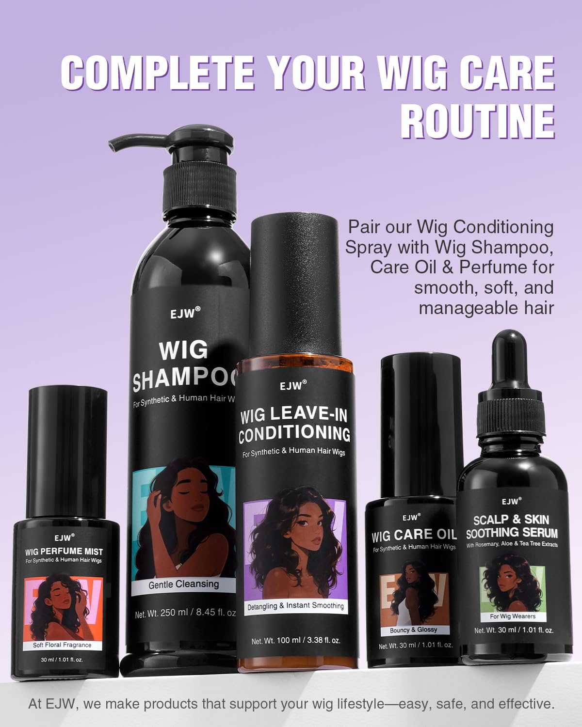 EJW Wig Leave-In Conditioner Spray – Detangles, Smooths & Refreshes – Lightweight, Non-Greasy Formula for Daily Use – For Synthetic & Human Hair – 3.38 fl. oz - Image 8