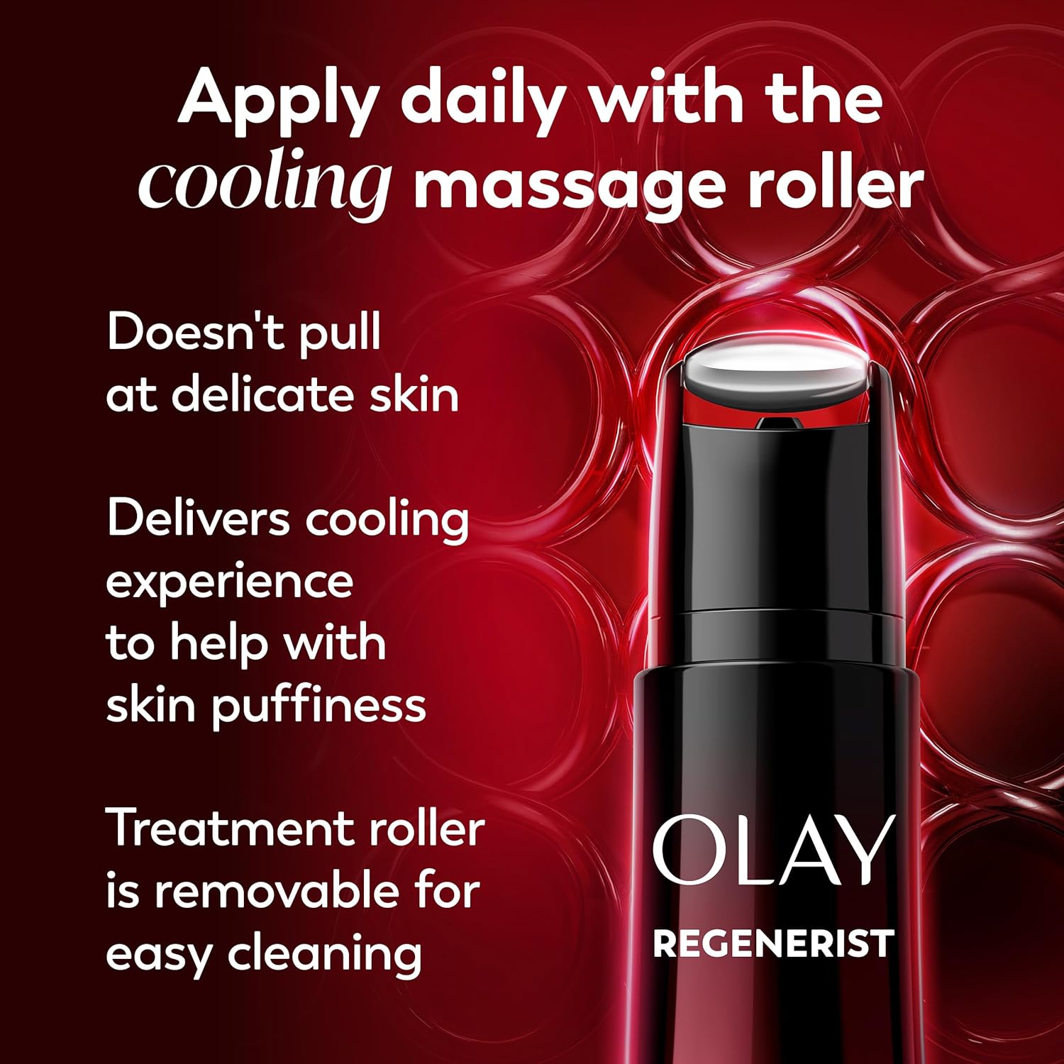 Olay Regenerist Neck and Face Roller, Neck Cream for Tightening and Firming, Anti-Aging Moisturizer for Women, Anti-Wrinkle Serum, Face Lift Cream, Cooling, Fragrance-Free, Hexa-Repair & NAD+, 1.7oz - Image 8