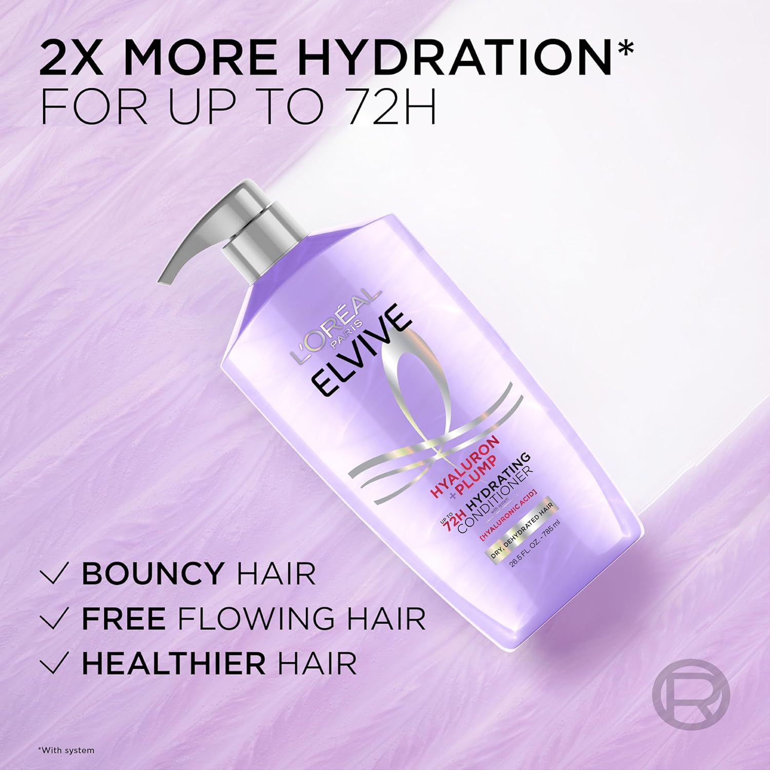 L'Oreal Paris Elvive Hyaluron Plump Hydrating Conditioner for Dehydrated, Dry Hair Infused with Hyaluronic Acid Care Complex, Paraben-Free, 26.5 Fl Oz - Image 6