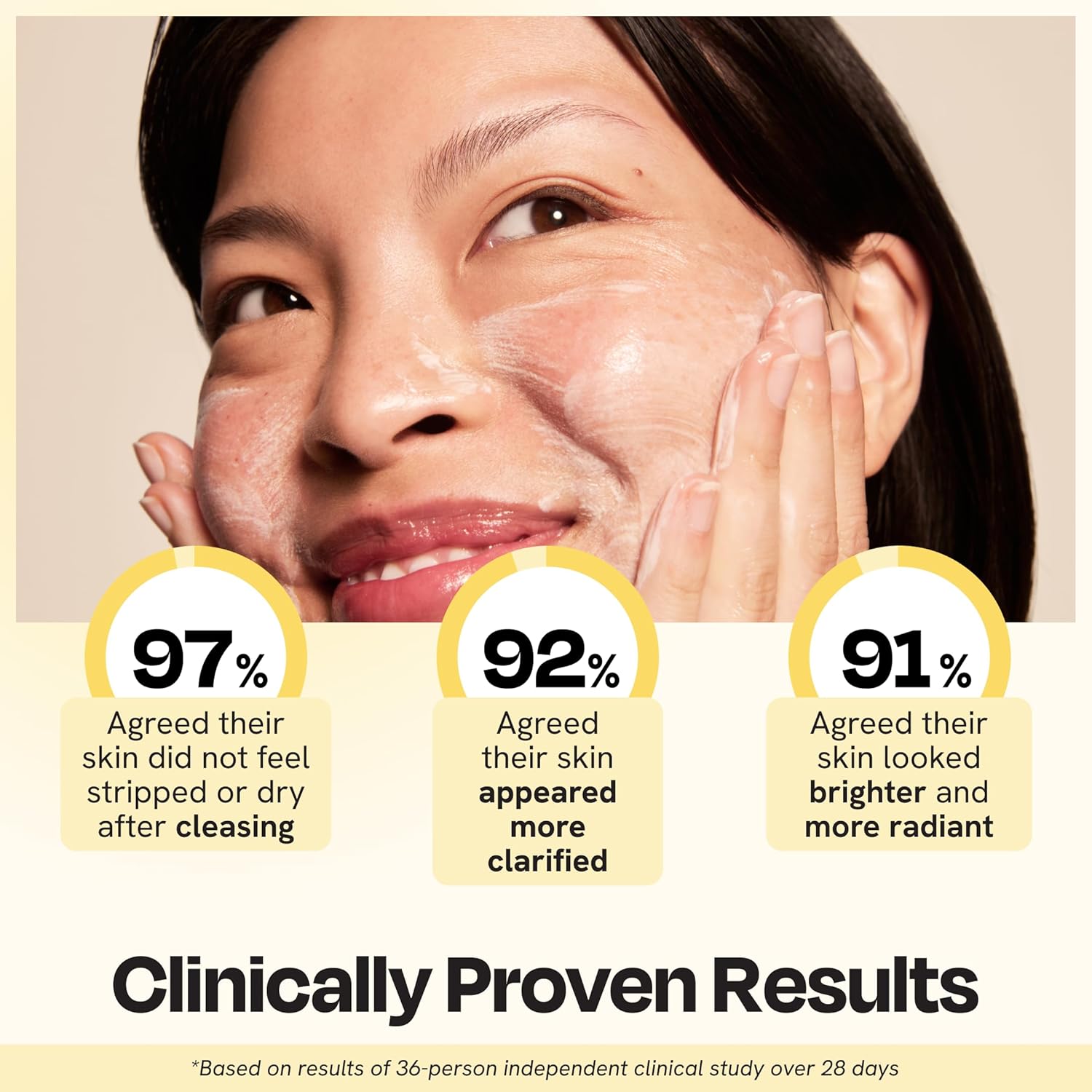 Gleamin Clarifying Brightening Cleanser - 2% Salicylic Acid with Vitamin C Facial Cleanser, PHA & AHA, Unclogs Pores, Gently Exfoliates for All Skin Types, Fragrance Free - 3.4 fl oz - Image 3