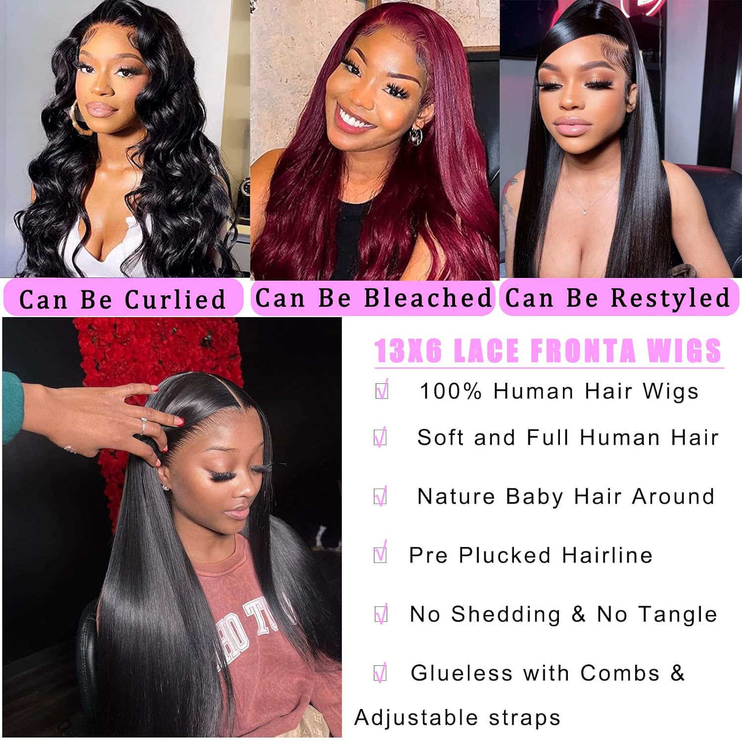 TTSMINS 13x6 Lace Front Wigs Human Hair for Women 180 Density HD Transparent 28 Inch Straight Lace Front Wigs Human Hair Pre Plucked Glueless Lace Frontal Wigs Natural Black Color - Image 2