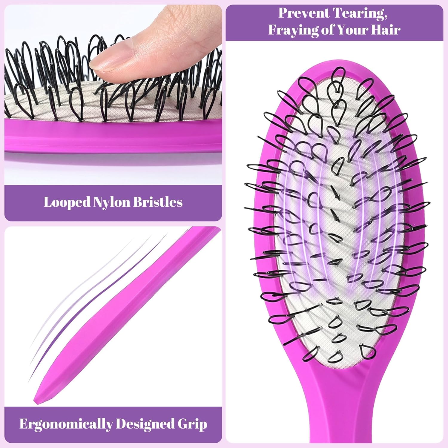 Stylemate Wig Brush Comb Set, 3pcs Professional Styling Extension Brush Kit with Travel Size for Human and Synthetic Hair Smoothing Parting Section - Image 3
