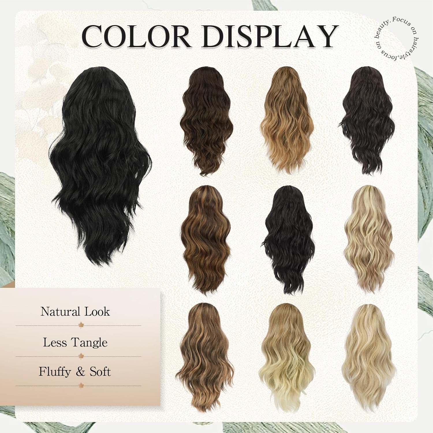 SOFEIYAN 14" Ponytail Extension, Short Wavy Claw Clip in Ponytail Hair Extension Synthetic Hairpieces Beige Blonde Mix Blonde Layered Natural Fluffy Curly Drawstring Ponytail Hair Piece for Women - Image 6