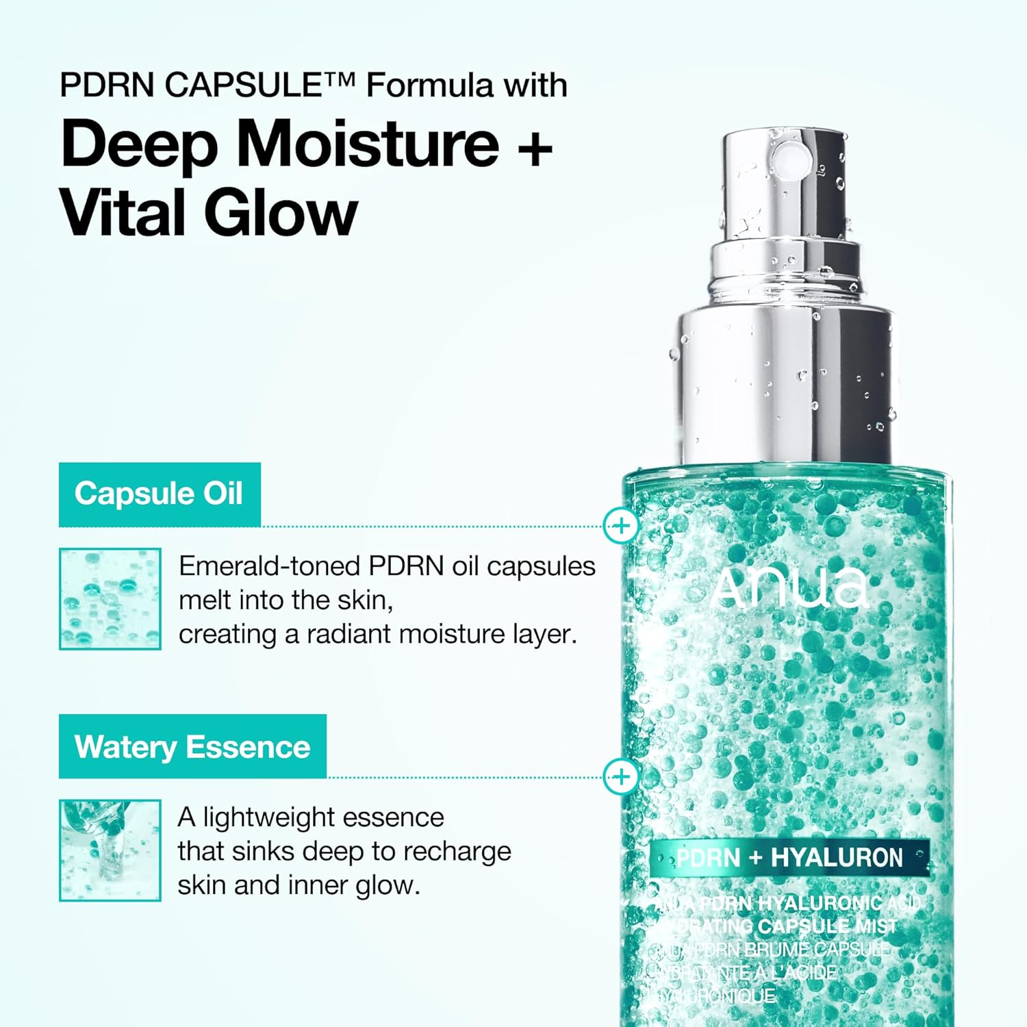 Anua PDRN Collagen Glow Facial Serum Spray, Hydrating Face Mist, Hyaluronic Acid, dewy glass finish, All Skin Types, Instant Plumping Hydration, Firming Care, Korean Skincare, 3.38 fl oz - Image 8