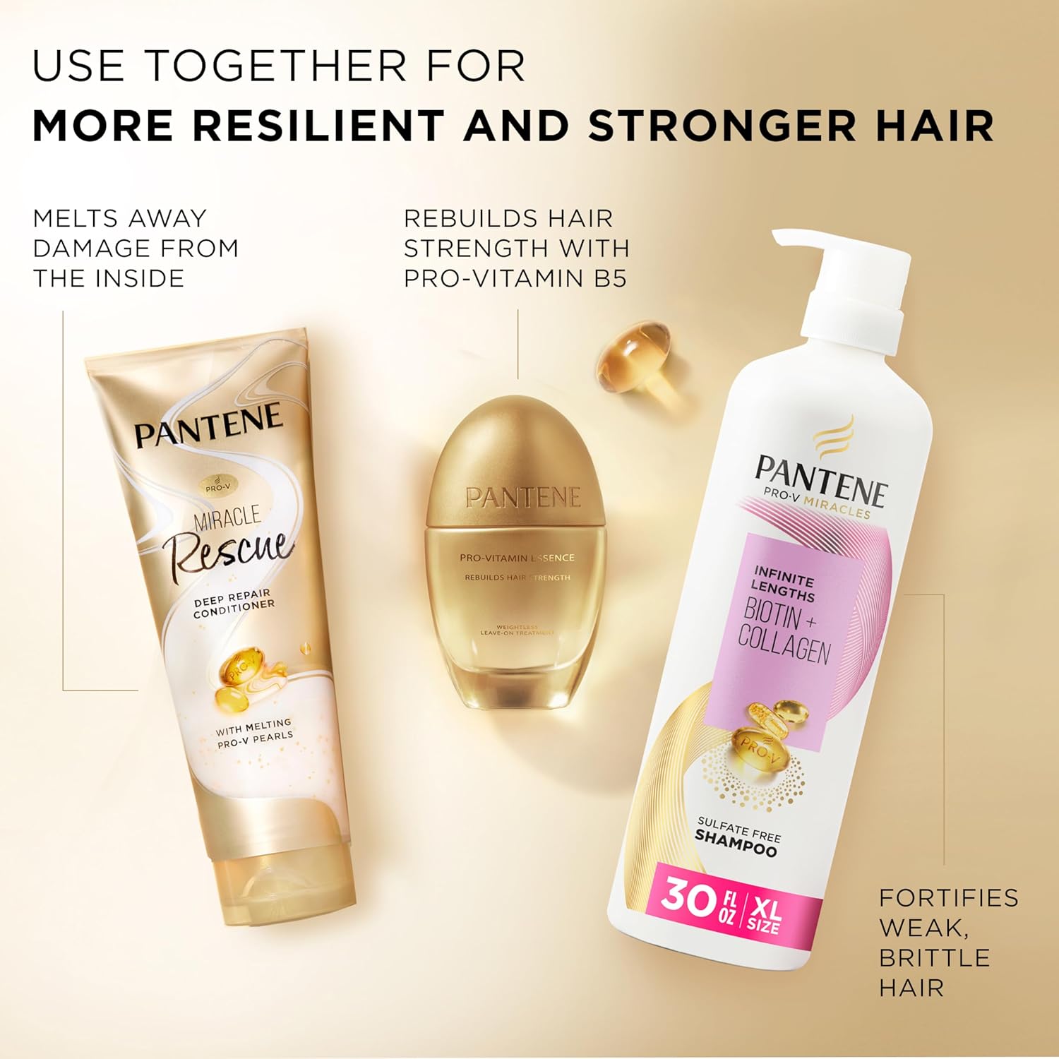 Pantene Miracle Rescue Deep Conditioner with Melting Pro-V Pearls - For Dry, Damaged, or Color-Treated Hair - Intense Moisture & Repair - 8.0 Oz - Image 6