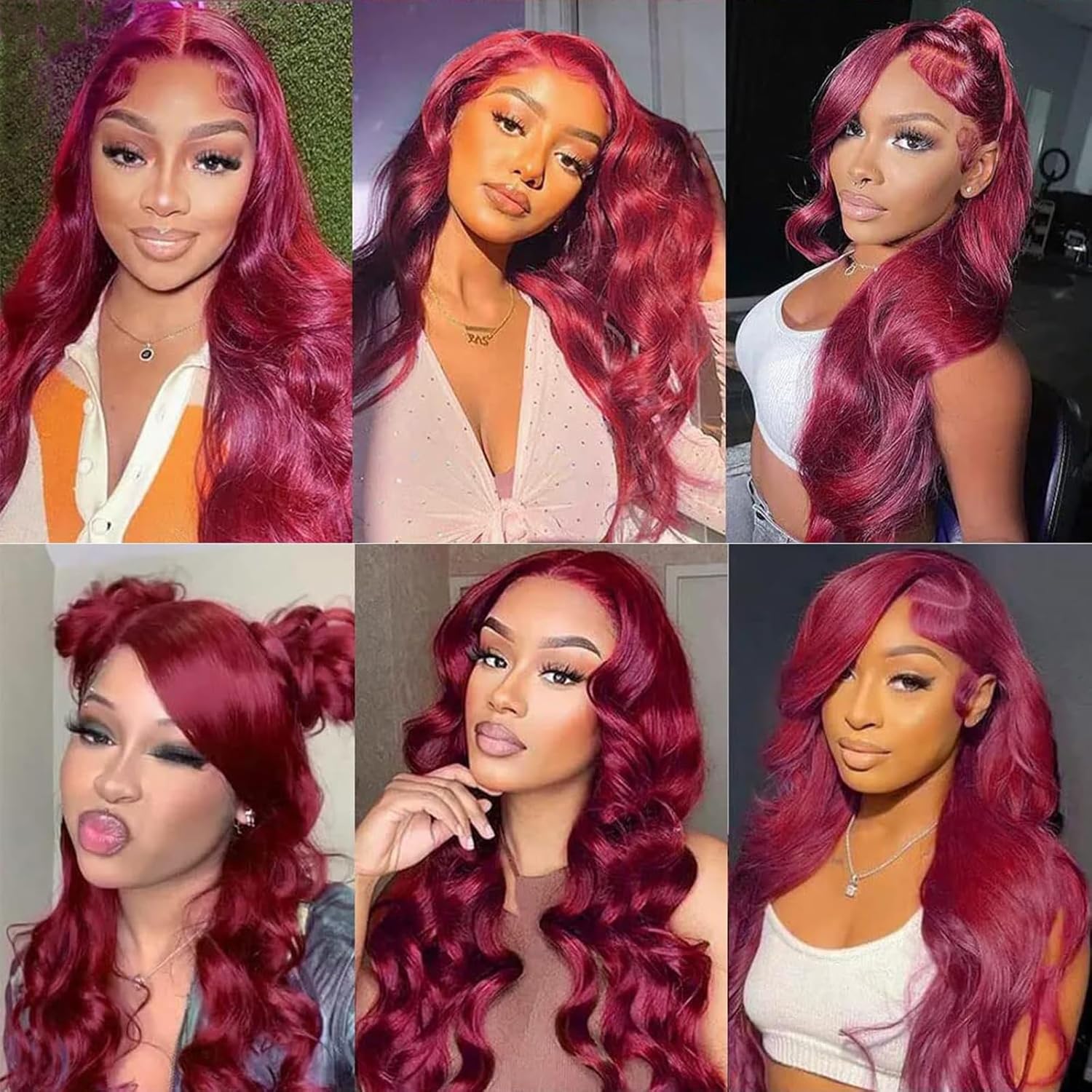 QZOQZO 28 Inch 99j Burgundy Lace Front Wigs Human Hair Red Burgundy Wig 180% Density 13x6 Body Wave Lace Front Wigs Pre Plucked Glueless Lace Front Wigs Human Hair for Women - Image 6