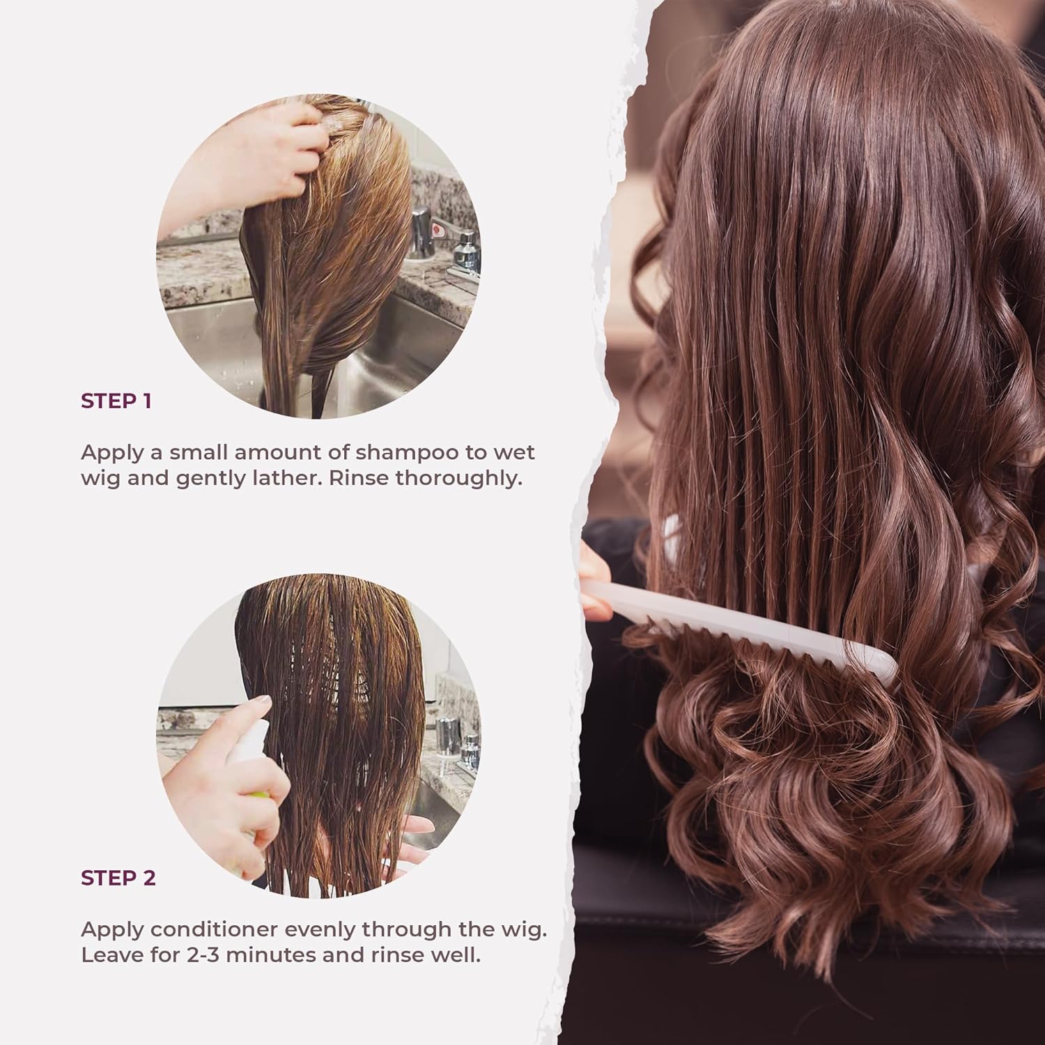 Arlena Luxury Wig Shampoo and Conditioner Set for Synthetic and Natural Hair Wigs - Made in USA, Sulfate-Free, Enhances Shine & Softness, Prolongs Wig Lifespan, Deeply Nourishes & Detangles, Clear - Image 5