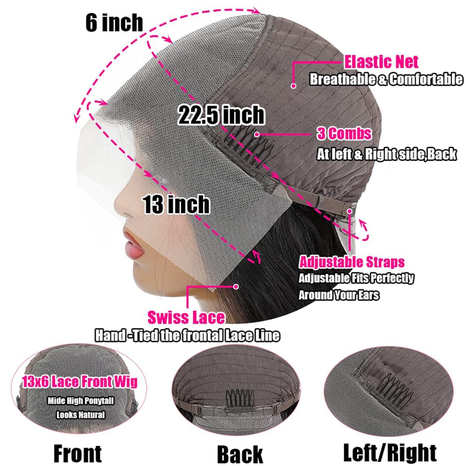 13x6 Lace Front Wigs Human Hair Pre Plucked 180 Density 26 Inch HD Body Wave Lace Front Wigs Human Hair 10A Frontal Wigs Human Hair wigs for Women Glueless Wigs Human Hair Pre Plucked Black wig - Image 5
