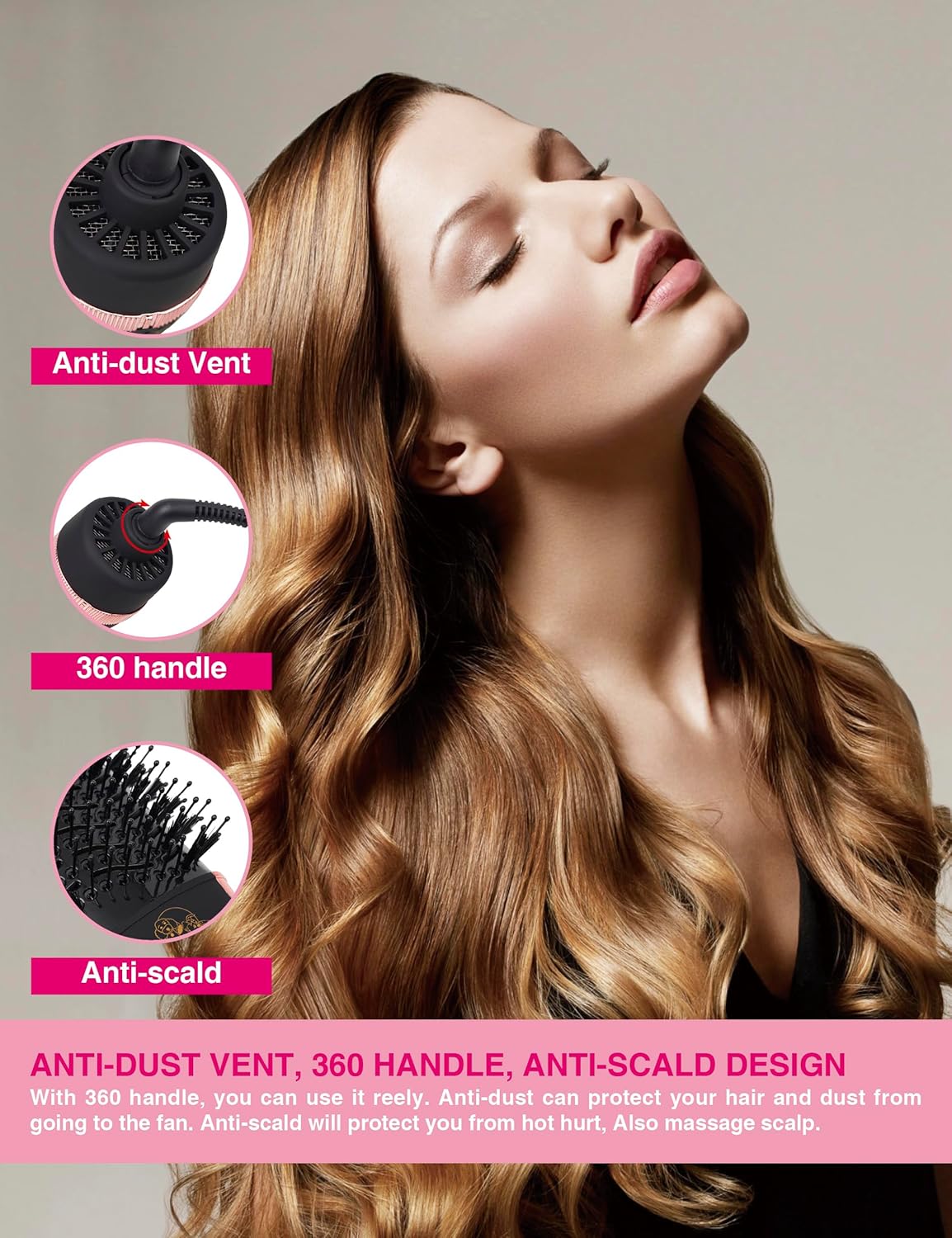 Hair Dryer Brush Blow Dryer Brush in One, 4 in 1 Ionic Hair Dryer and Styler Volumizer with Oval Titanium Barrel, Hot Air Straightener for Smooth Frizz-Free Blowout - Image 8