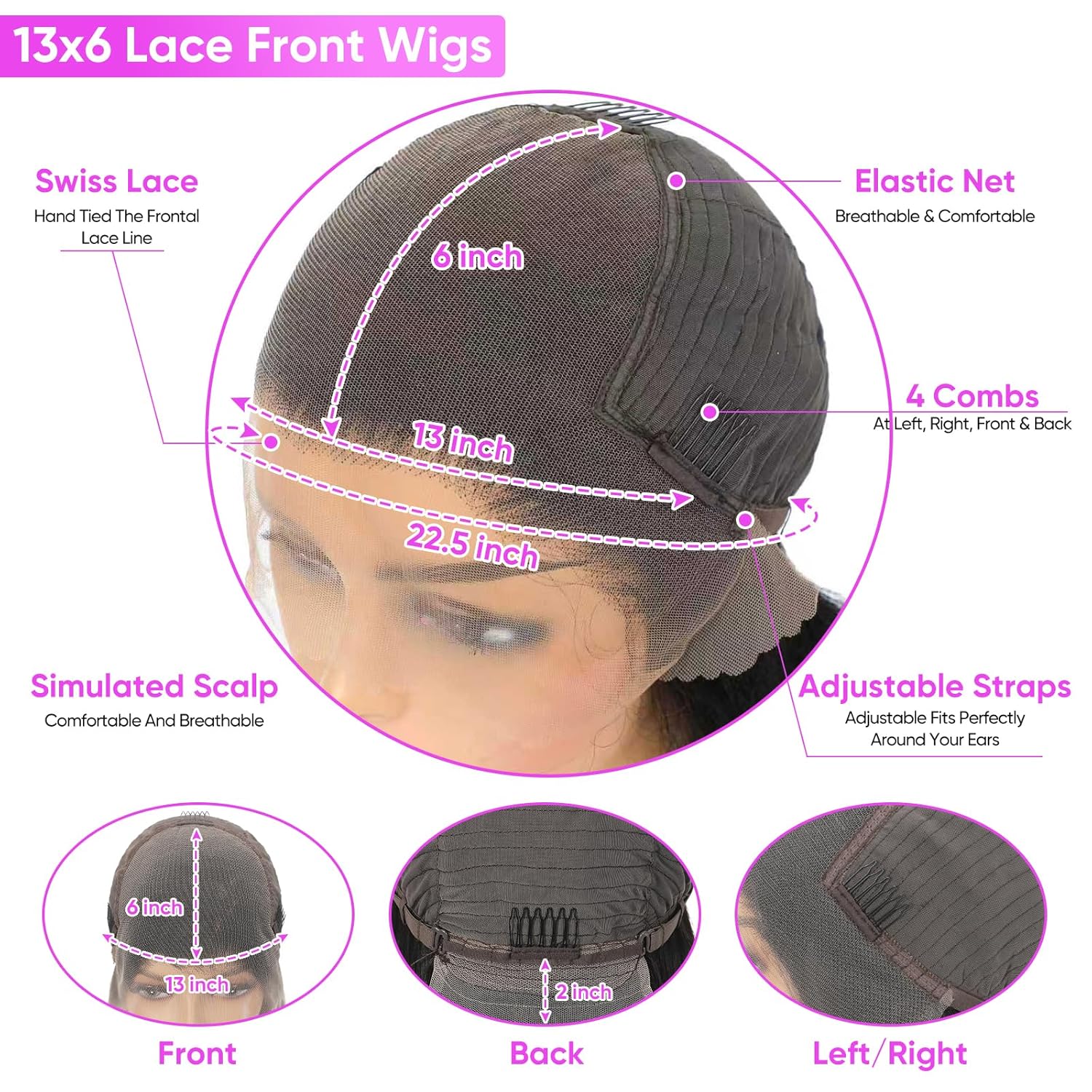 13x6 Lace Front Wigs Human Hair Pre Plucked 180% Density HD Lace Frontal Wigs Human Hair 12A Body Wave Lace Front Wigs Human Hair for Women Natural Black Color (18 Inch) - Image 4