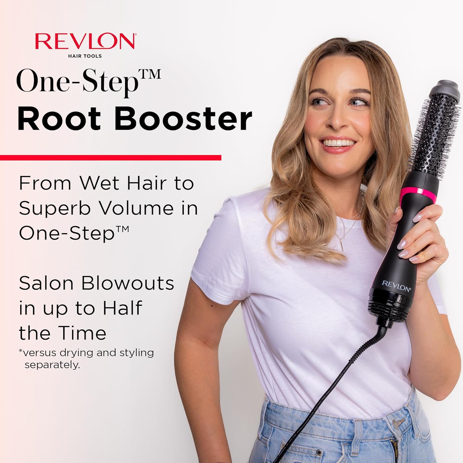 REVLON One-Step Hair Dryer and Styler - Root Booster Round Brush for Styling, Dryer Brush for Fast and Easy Salon-Quality Blowout, More Shine and Less Frizz (1-1/2 in) - Image 2