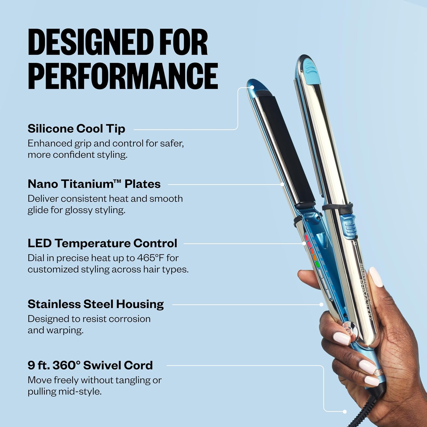 BaBylissPRO Nano Titanium Prima Ionic Hair Straightener – Professional Flat Iron & Curling Iron in One for Stylists, Pro Styling Hair Tool - Image 6