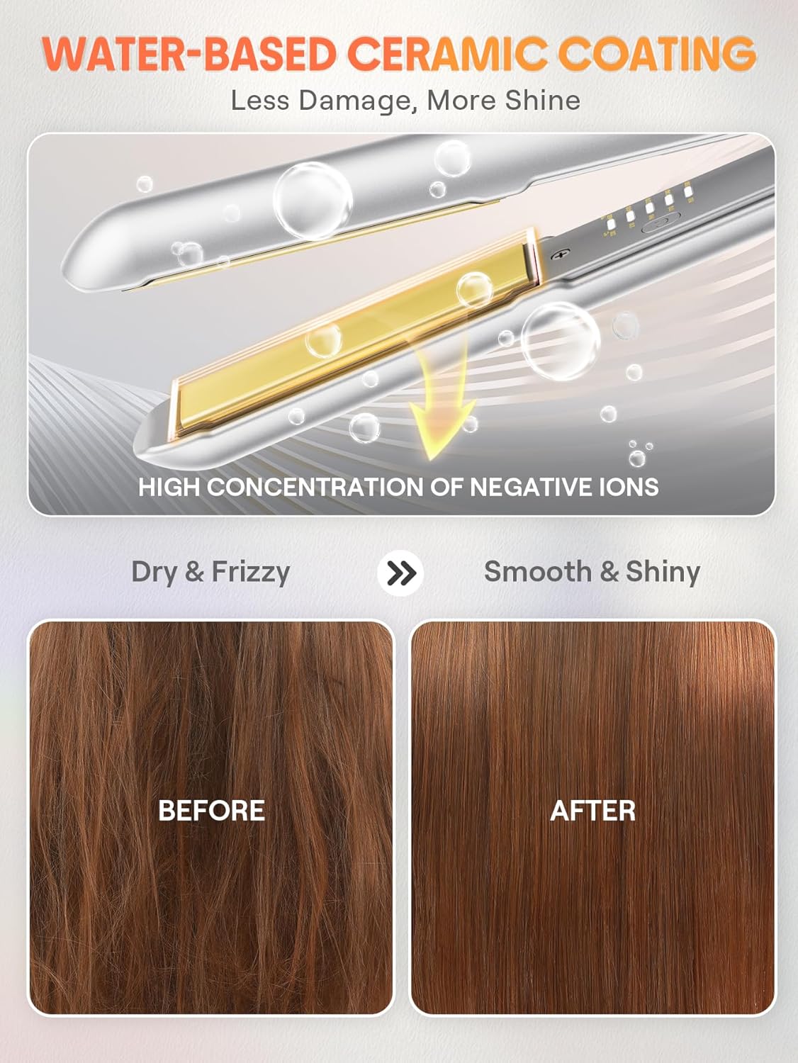 SHEGLAM Hair Straightener, 1" Flat Iron Straightener and Curler with Comb Tooth, Adjustable Smart Memory Temp 270-450°F, Dual Voltage Portable Flat Iron Hair Straightener for All Hairstyles Anti-Frizz - Image 6