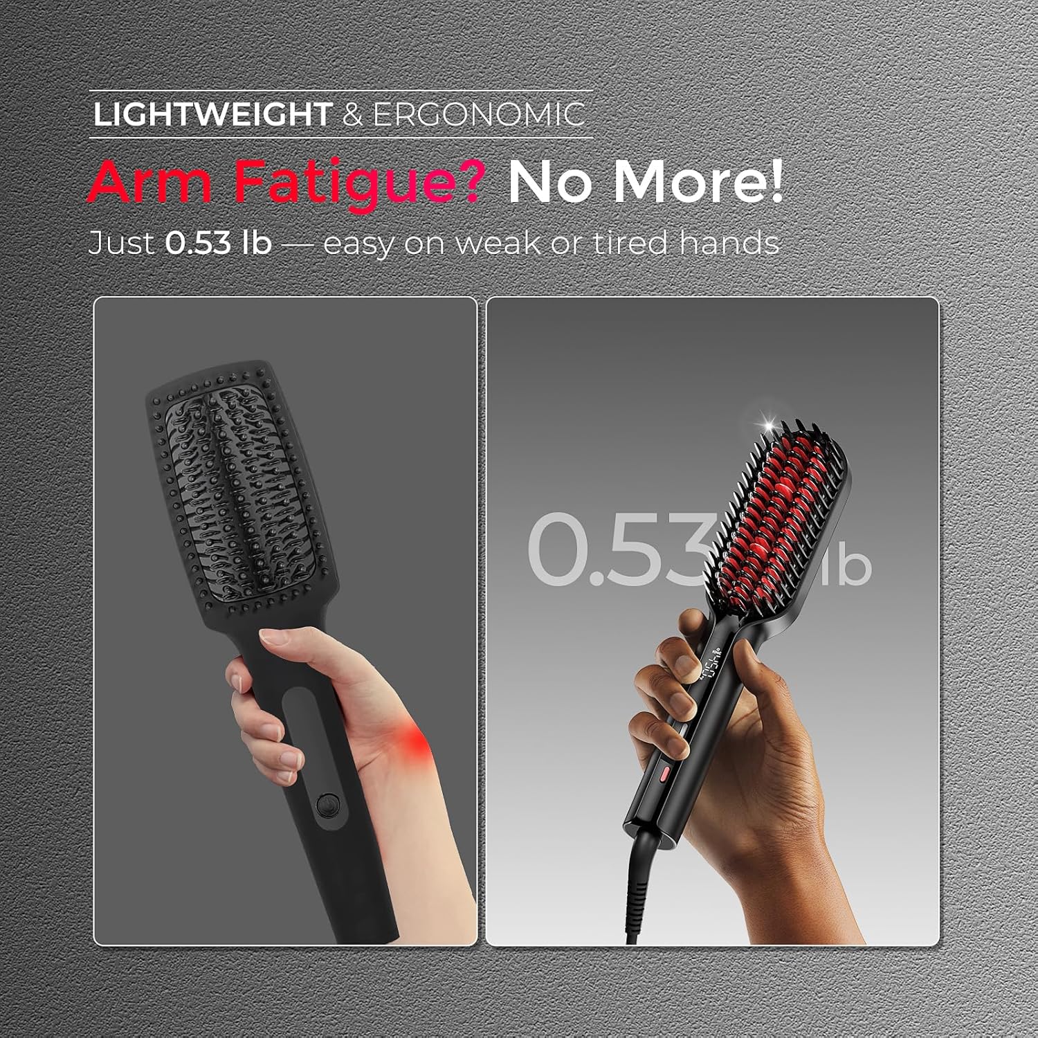 TYMO Hair Straightener Brush - Upgraded Ionic Compact Straightening Brush for Women with Wave-Design Bristles, Fast, Smooth Styling, Lightweight Hot Comb & Travel Flat Iron, 1 Billion Ions, Black - Image 2