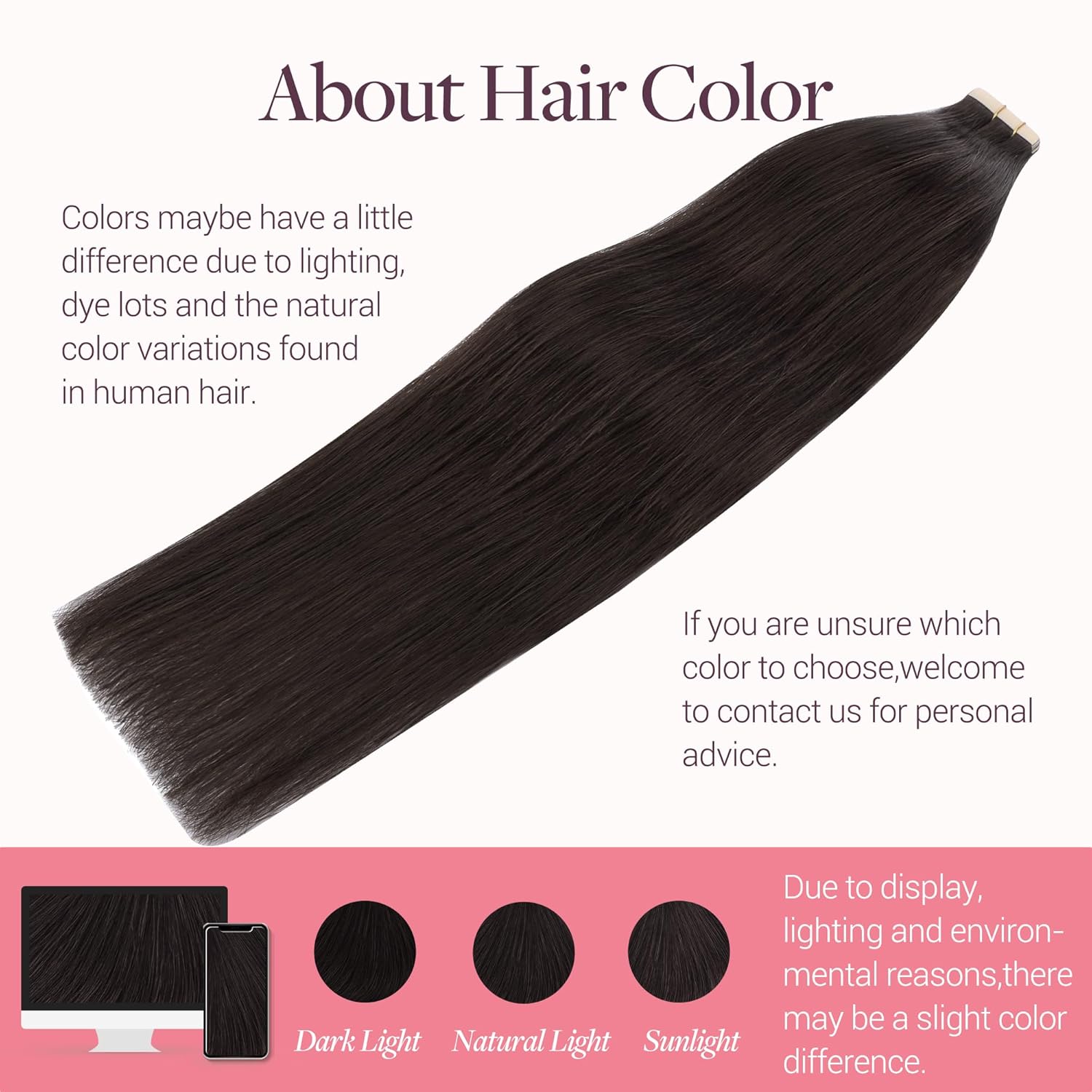 GOO GOO Tape in Hair Extensions Human Hair, 2 Dark Brown, 20inch 50g 20pcs, Skin Weft Seamless Invisible, Silky Straight with Thick Ends, Remy Human Hair - Image 4