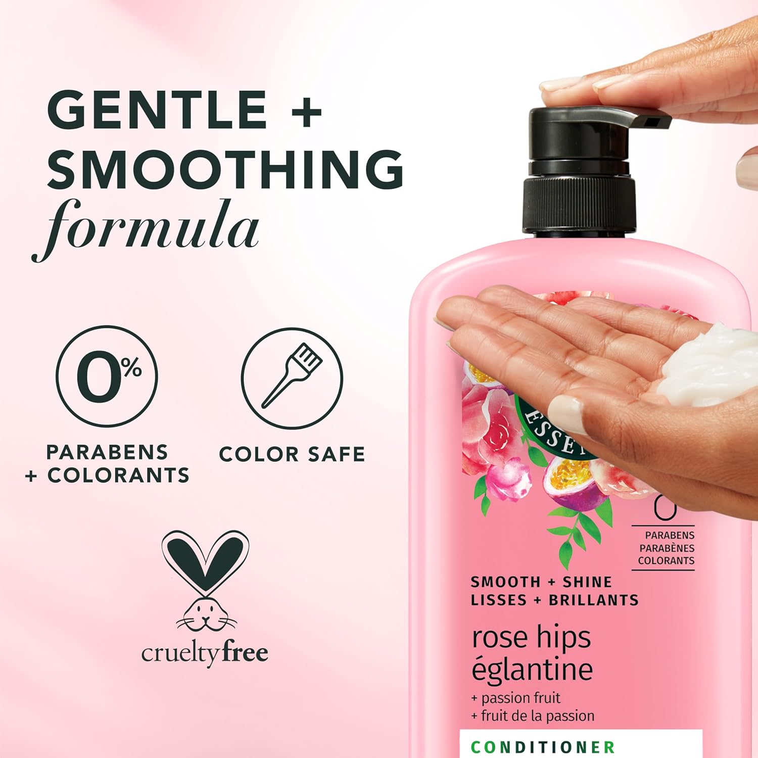 Herbal Essences Conditioner, Rose Hips + Passionfruit - Smooth Collection, Shiny Hair with Vitamin E & Jojoba, Safe for Color Treated Hair, Floral Scent, Cruelty-Free, Dermatologist-Tested, 29.2 Fl Oz - Image 5