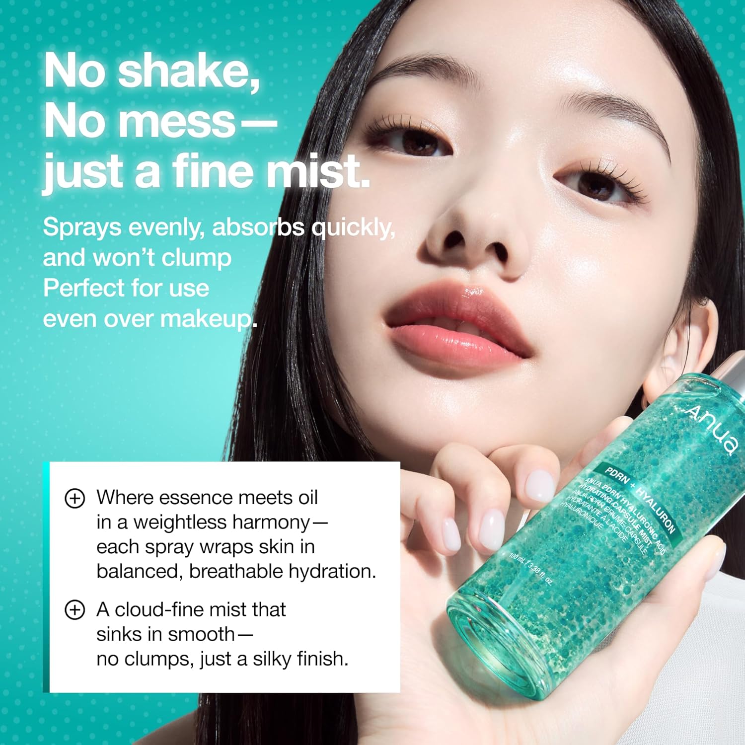 Anua PDRN Collagen Glow Facial Serum Spray, Hydrating Face Mist, Hyaluronic Acid, dewy glass finish, All Skin Types, Instant Plumping Hydration, Firming Care, Korean Skincare, 3.38 fl oz - Image 6