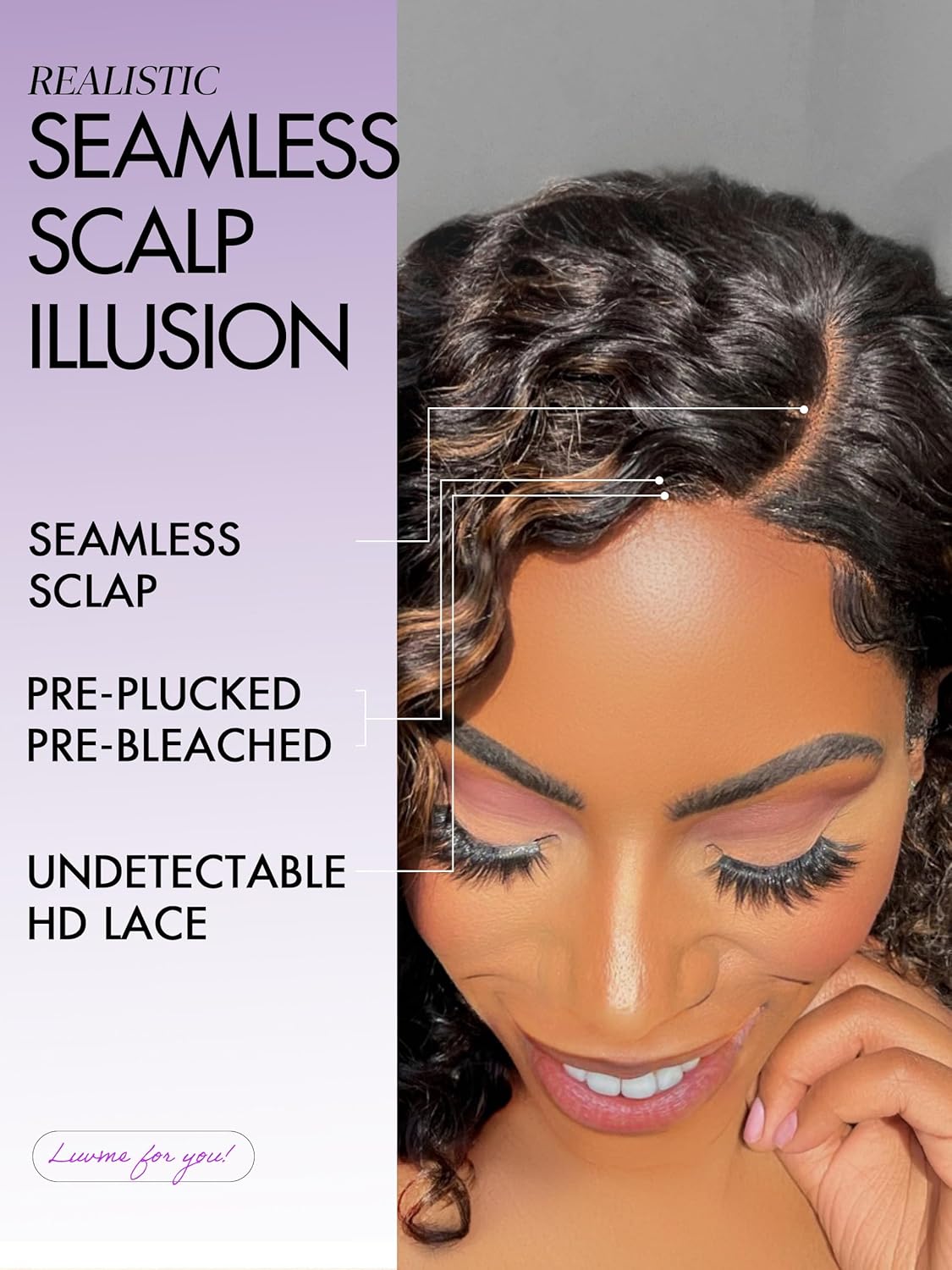 LUVME HAIR Mix Color Highlight 10 Inch Curly Wig, Glueless HD Lace Wigs Human Hair Pre Plucked Pre Cut, Curly Bob Wig Human Hair Short Wig with Blonde Highlights Ready to Go Wig - Image 3
