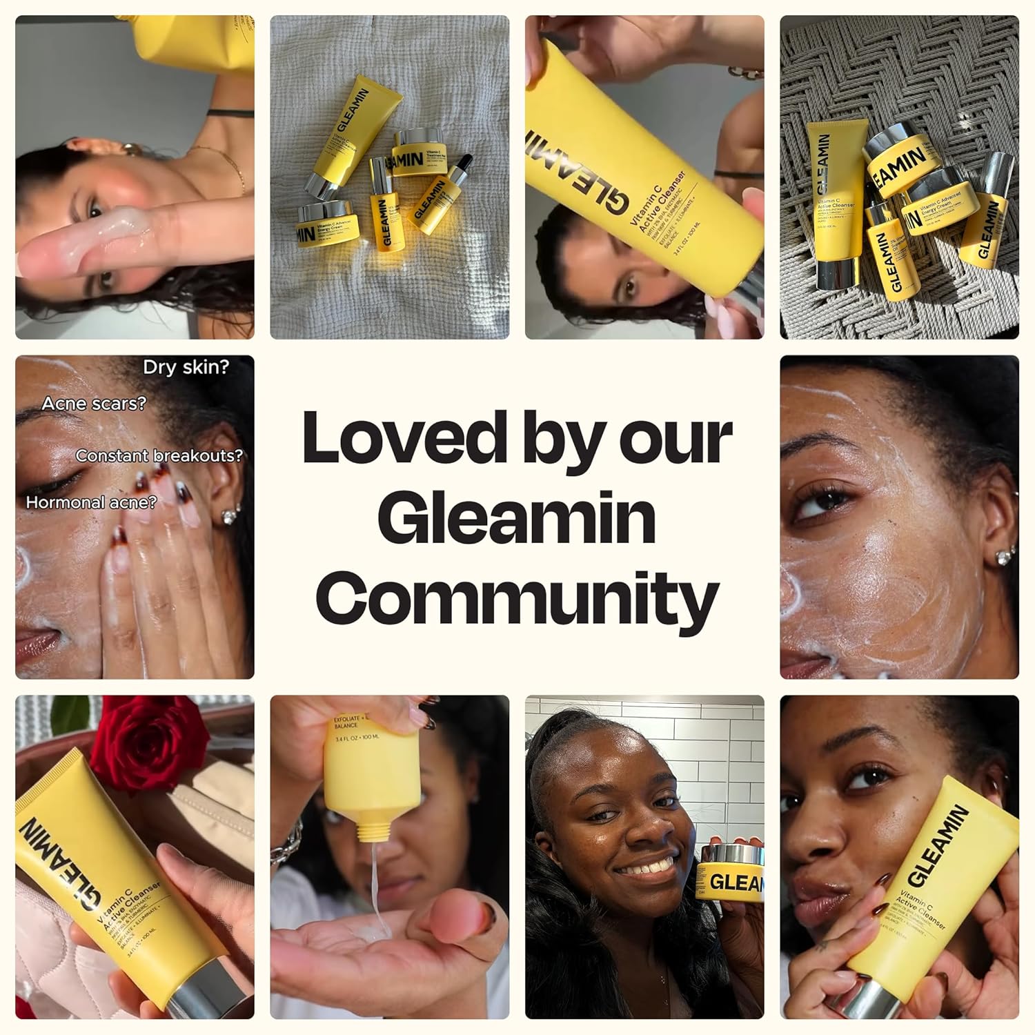 Gleamin Clarifying Brightening Cleanser - 2% Salicylic Acid with Vitamin C Facial Cleanser, PHA & AHA, Unclogs Pores, Gently Exfoliates for All Skin Types, Fragrance Free - 3.4 fl oz - Image 4