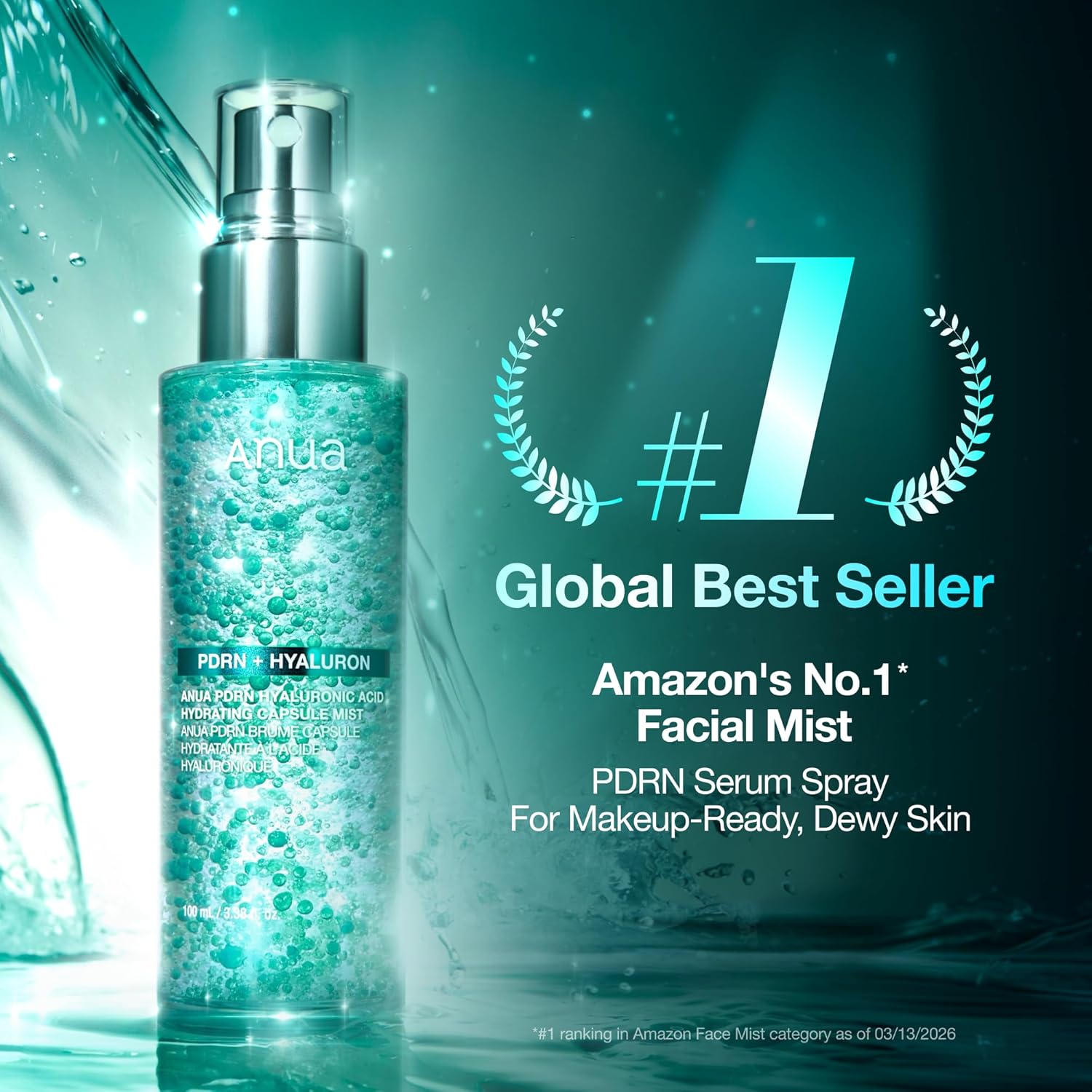 Anua PDRN Collagen Glow Facial Serum Spray, Hydrating Face Mist, Hyaluronic Acid, dewy glass finish, All Skin Types, Instant Plumping Hydration, Firming Care, Korean Skincare, 3.38 fl oz - Image 3