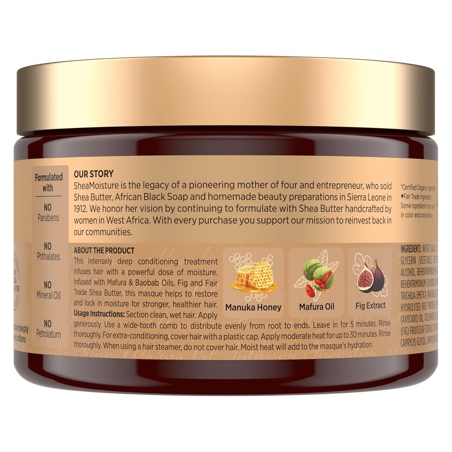 SheaMoisture Intensive Hydration Hair Masque Manuka Honey & Mafura Oil For Dry, Damaged Hair Deep Conditioning Hair Treatment 11.5 oz - Image 2