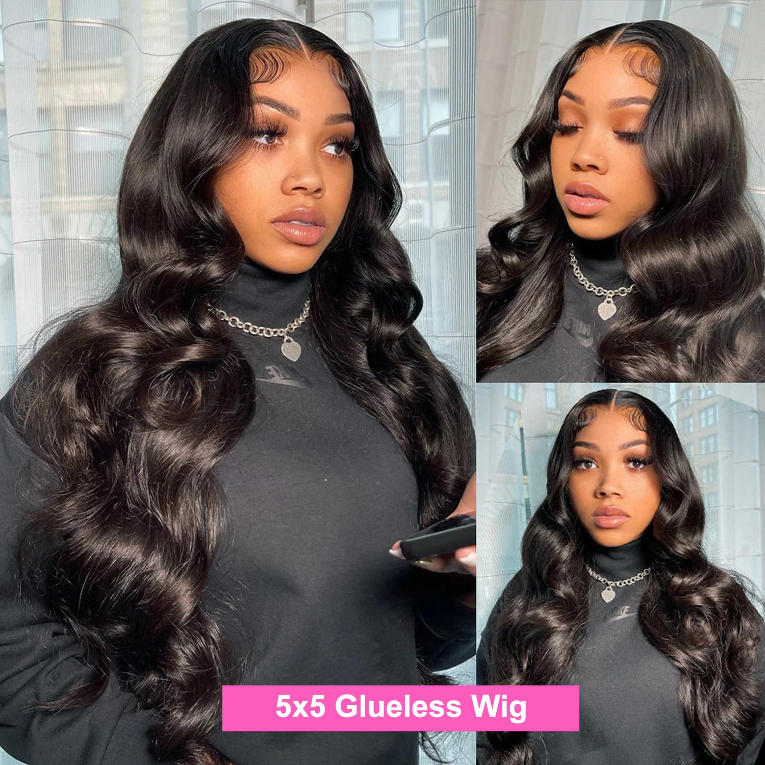 Uveous 28 Inch Wear and Go Glueless Wigs Human Hair Pre Plukced Pre Cut 5x5 Hd Lace Closure Wigs Human Hair for Women 180% Density Ready to Wear Glueless Body Wave Lace Front Wigs No Glue Wigs - Image 6
