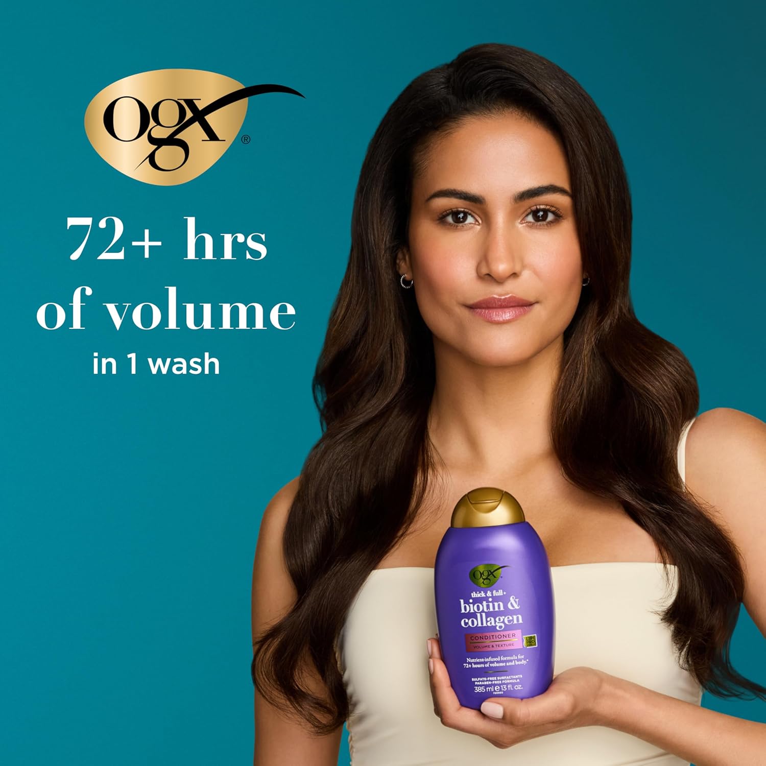 OGX Thick & Full + Biotin & Collagen Volumizing Conditioner, Nutrient-Infused Conditioner with Vitamin B7 Biotin Gives Hair Volume & Body for 72+ Hours, Sulfate-Free Surfactants, 13 fl. Oz - Image 2