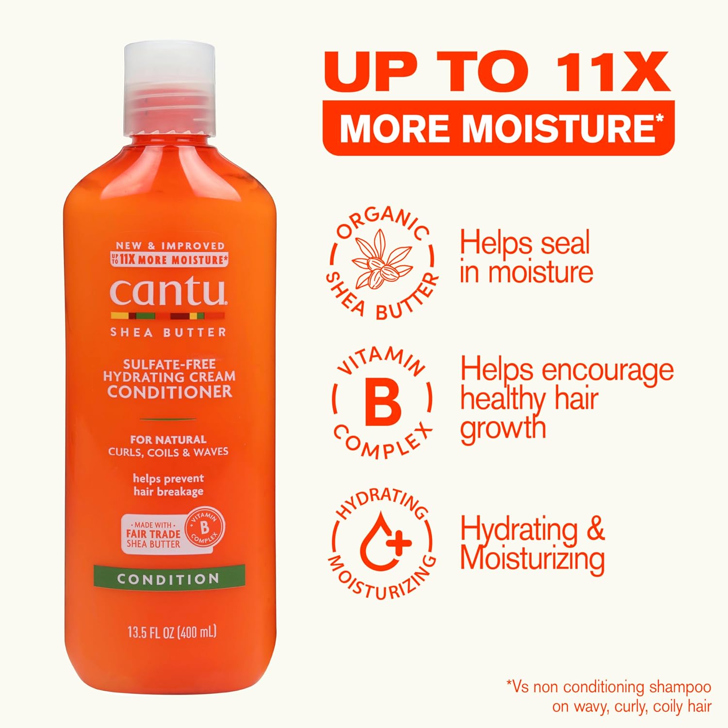 Cantu Shea Butter for Natural Hair Hydrating Cream Conditioner, 13.5 Ounce (07532-12/3EU) - Image 3
