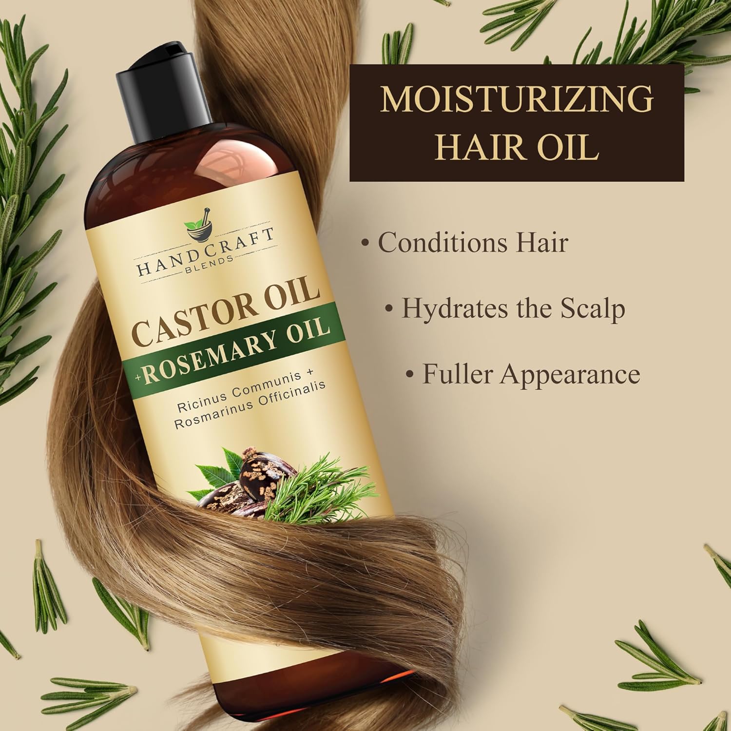 Handcraft Blends Castor Oil with Rosemary Oil 8 Fl Oz | 100% Pure and Natural | Premium Grade Carrier Oil | Hair, Eyelashes and Eyebrows | Hair and Body - Image 9