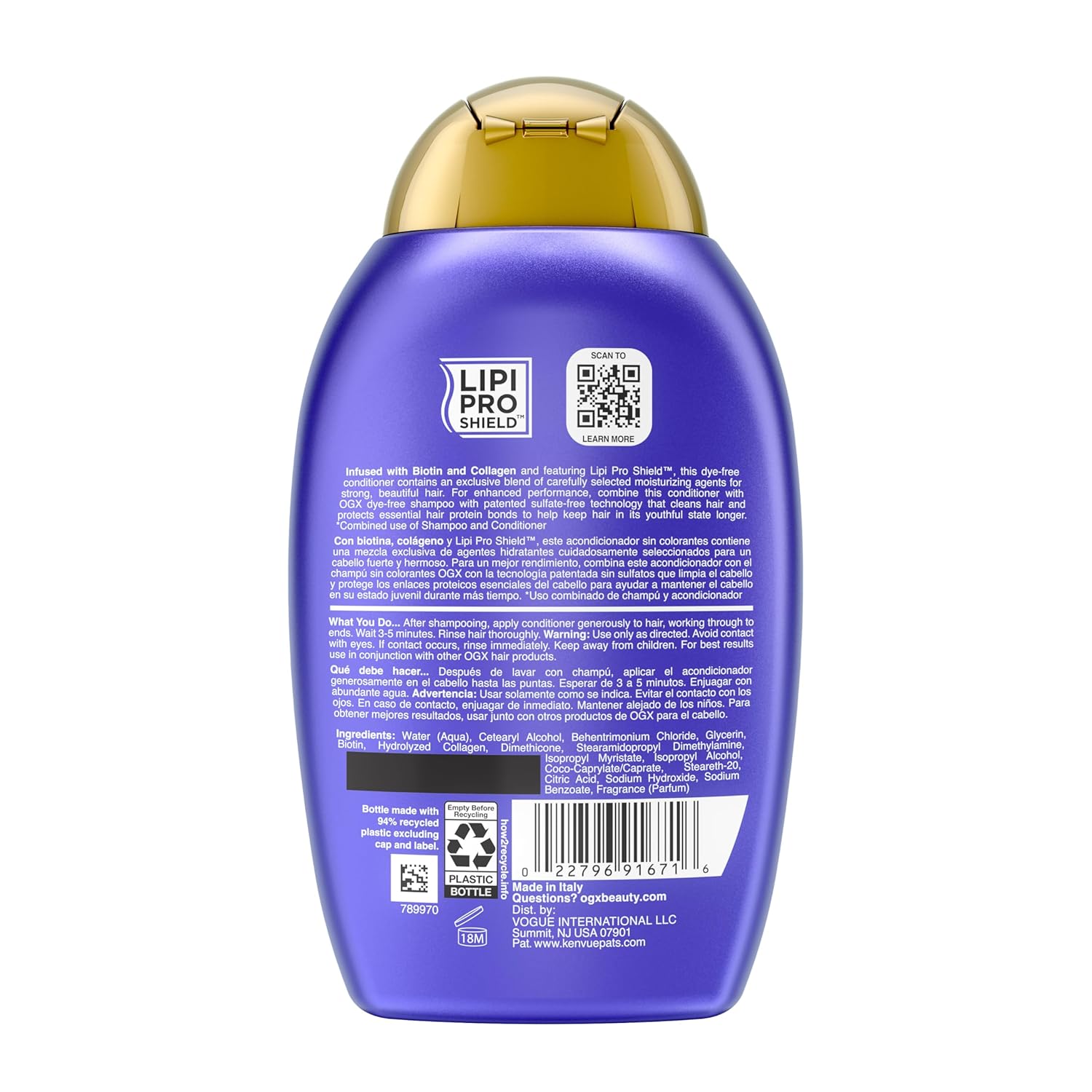 OGX Thick & Full + Biotin & Collagen Volumizing Conditioner, Nutrient-Infused Conditioner with Vitamin B7 Biotin Gives Hair Volume & Body for 72+ Hours, Sulfate-Free Surfactants, 13 fl. Oz - Image 9