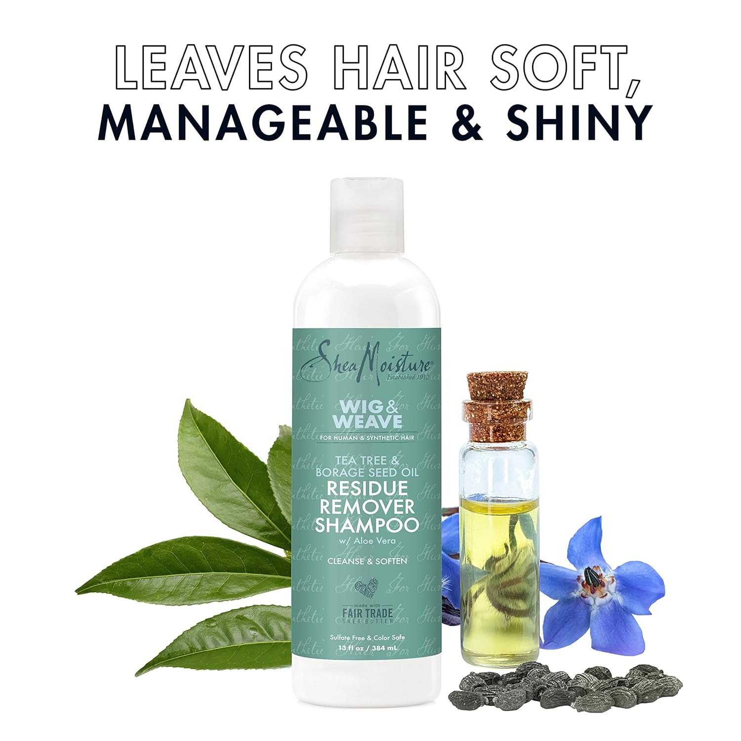 SheaMoisture Residue Remover Shampoo for Synthetic and Natural Hair, Tea Tree and Borage Seed, Sulfate Free Clarifying Shampoo, 13 Ounce - Image 7