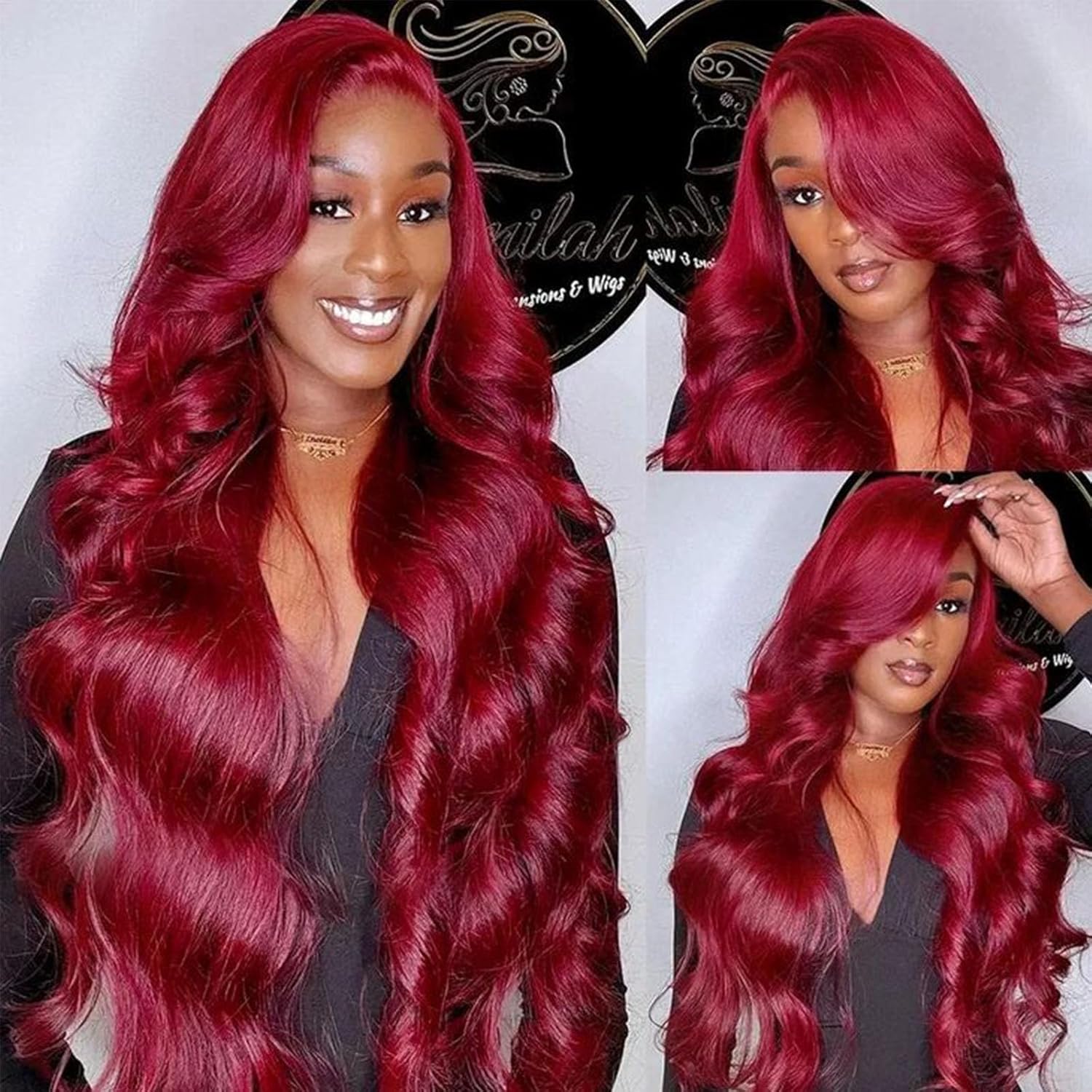 QZOQZO 28 Inch 99j Burgundy Lace Front Wigs Human Hair Red Burgundy Wig 180% Density 13x6 Body Wave Lace Front Wigs Pre Plucked Glueless Lace Front Wigs Human Hair for Women - Image 5