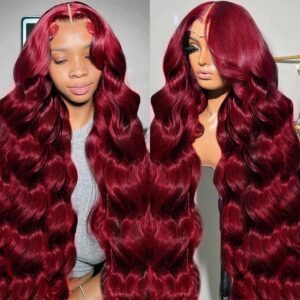 QZOQZO 28 Inch 99j Burgundy Lace Fr...
