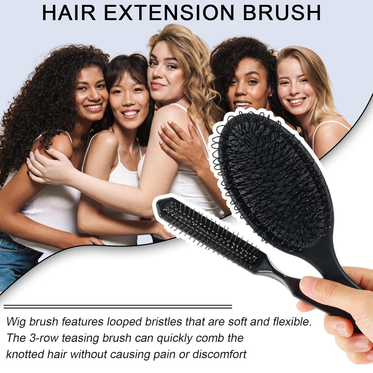 SIMPOR Wig Brushes for Synthetic, Hair Wig Comb Set, 3 Row Wire Brush Hair Extension Wire Loop 3 PCS - Image 6