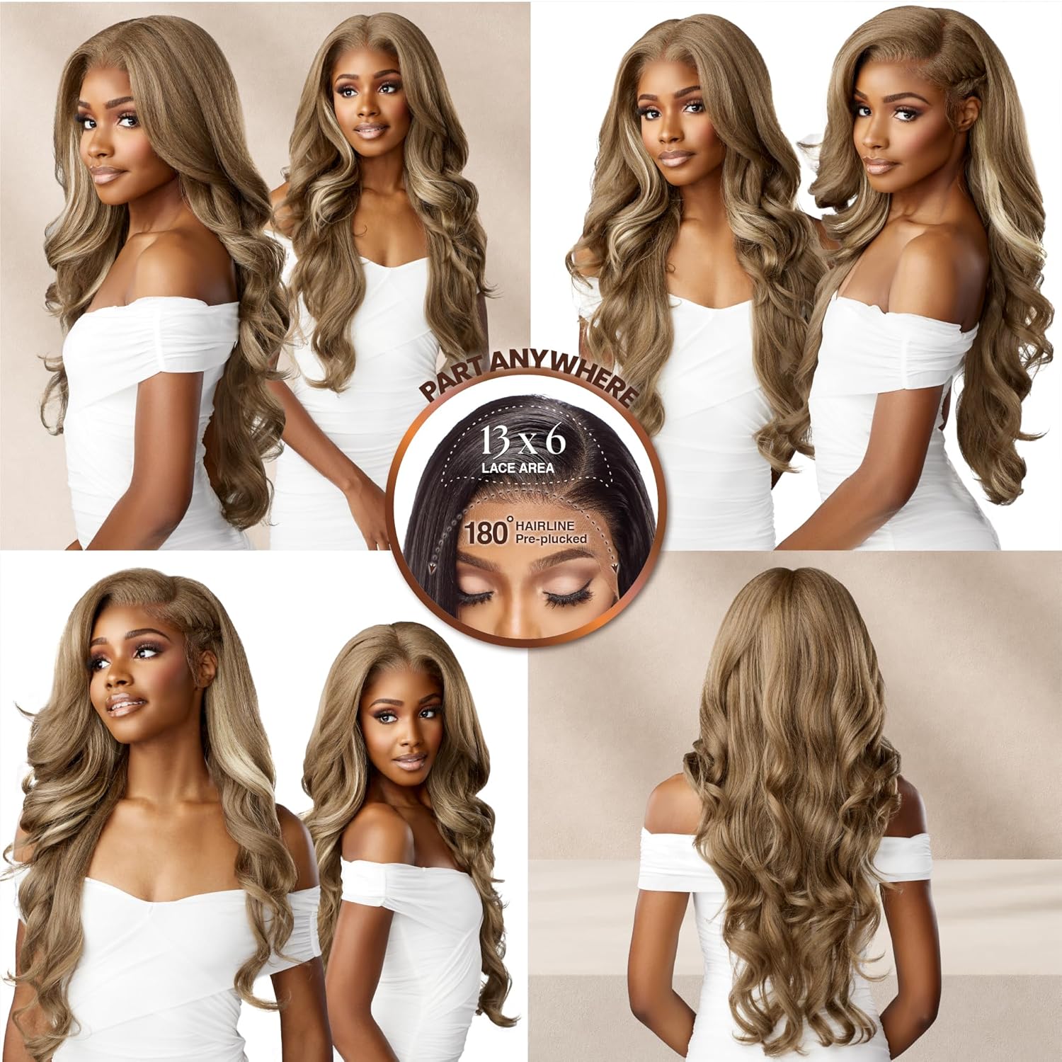 Sensationnel Bare Lace 13X6 Wigs - Unit 4 Lacefrontal Glueless Synthetic 180 Degree Preplucked Hairline (1B OFFBLACK) - Image 4