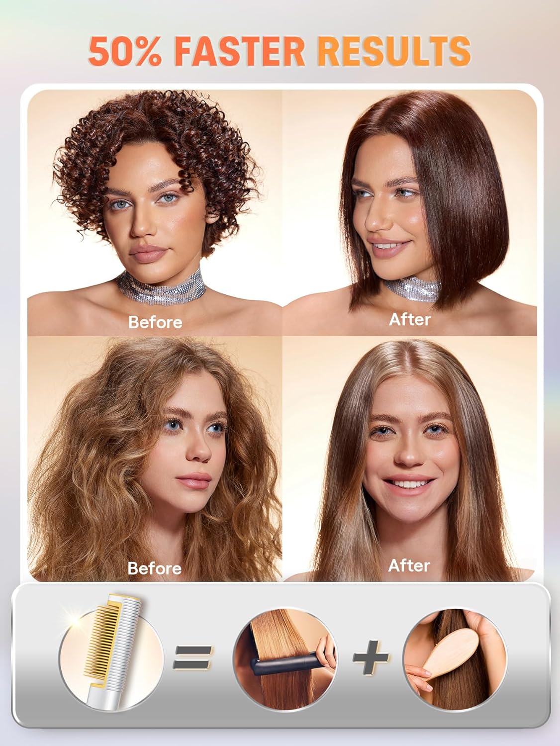 SHEGLAM Hot Comb Straightener, Hair Straightener with 24K Gold Heated Comb, 3D Ionic Hair Straightening Brush, Anti-Scald Design, Fast Heat-Up, Auto-Off, Frizz Control, Sleek & Smooth Styling - Image 3