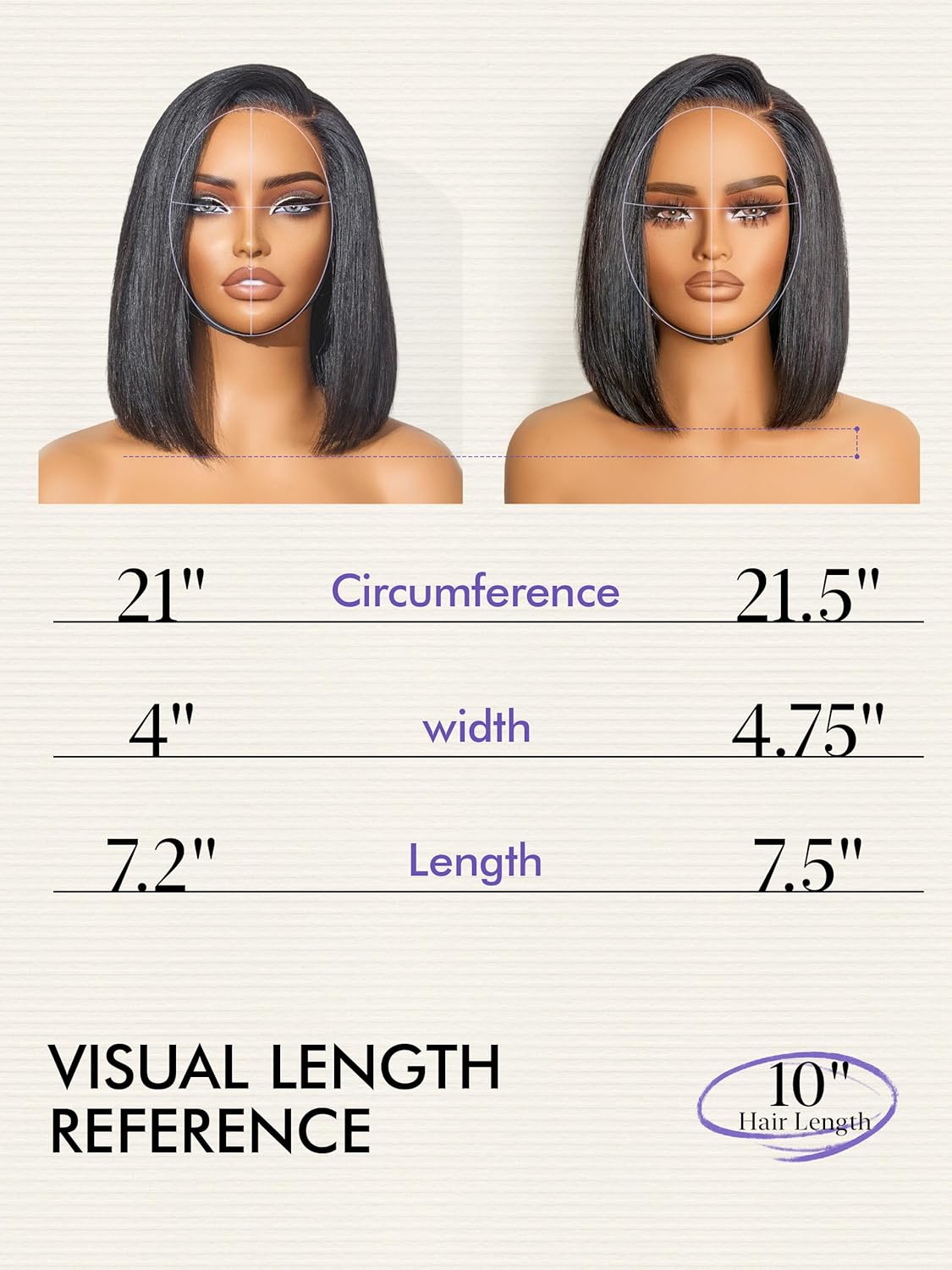 LUVME HAIR Bob Wig 100% Human Hair Wigs Protective Wig Glueless Without Spray Lace Front 10 Inches Bob, Pre Cut Plucked Lace Short Wig Ready To Go Natural Color Straight Bleached Knots Black Wigs - Image 8