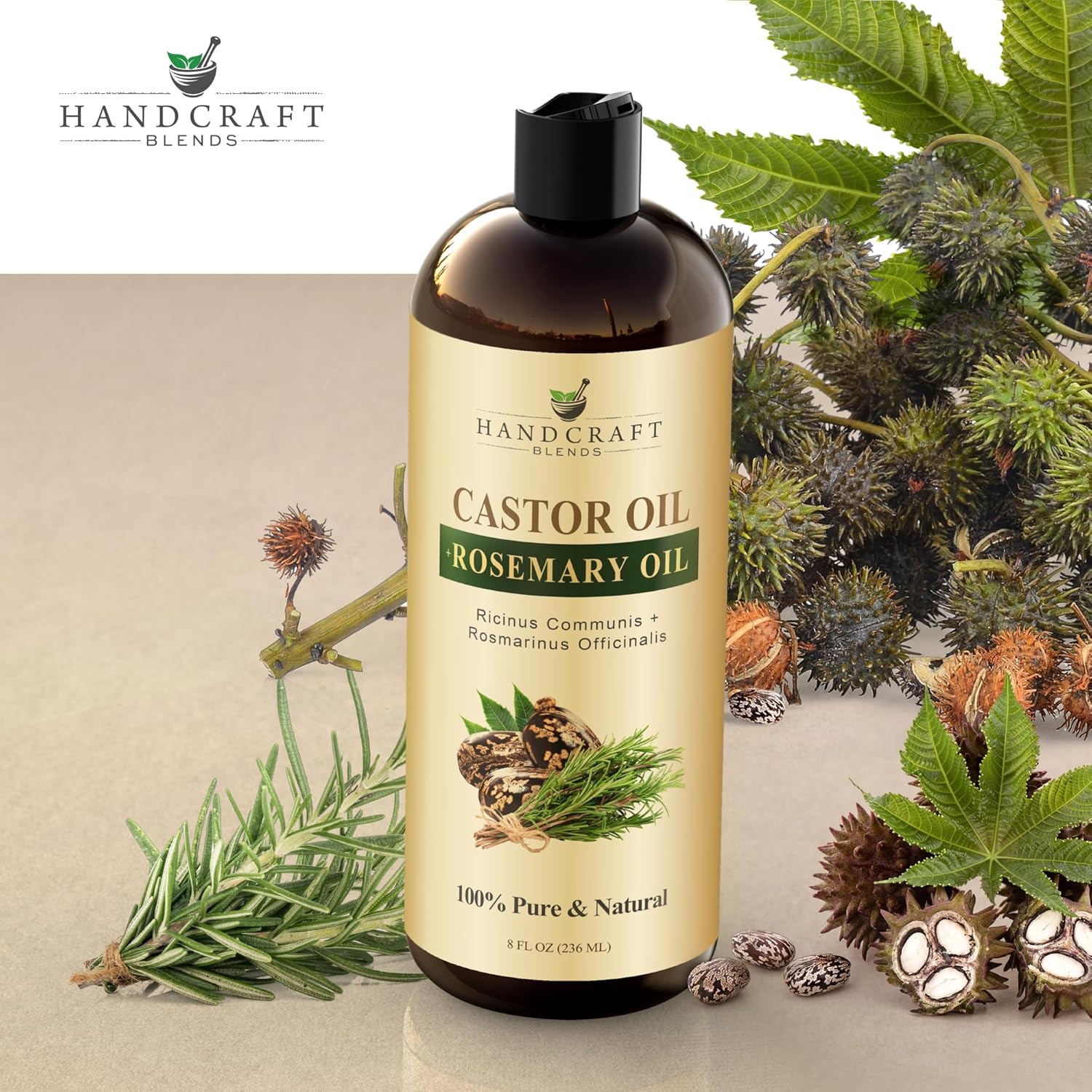 Handcraft Blends Castor Oil with Rosemary Oil 8 Fl Oz | 100% Pure and Natural | Premium Grade Carrier Oil | Hair, Eyelashes and Eyebrows | Hair and Body - Image 7