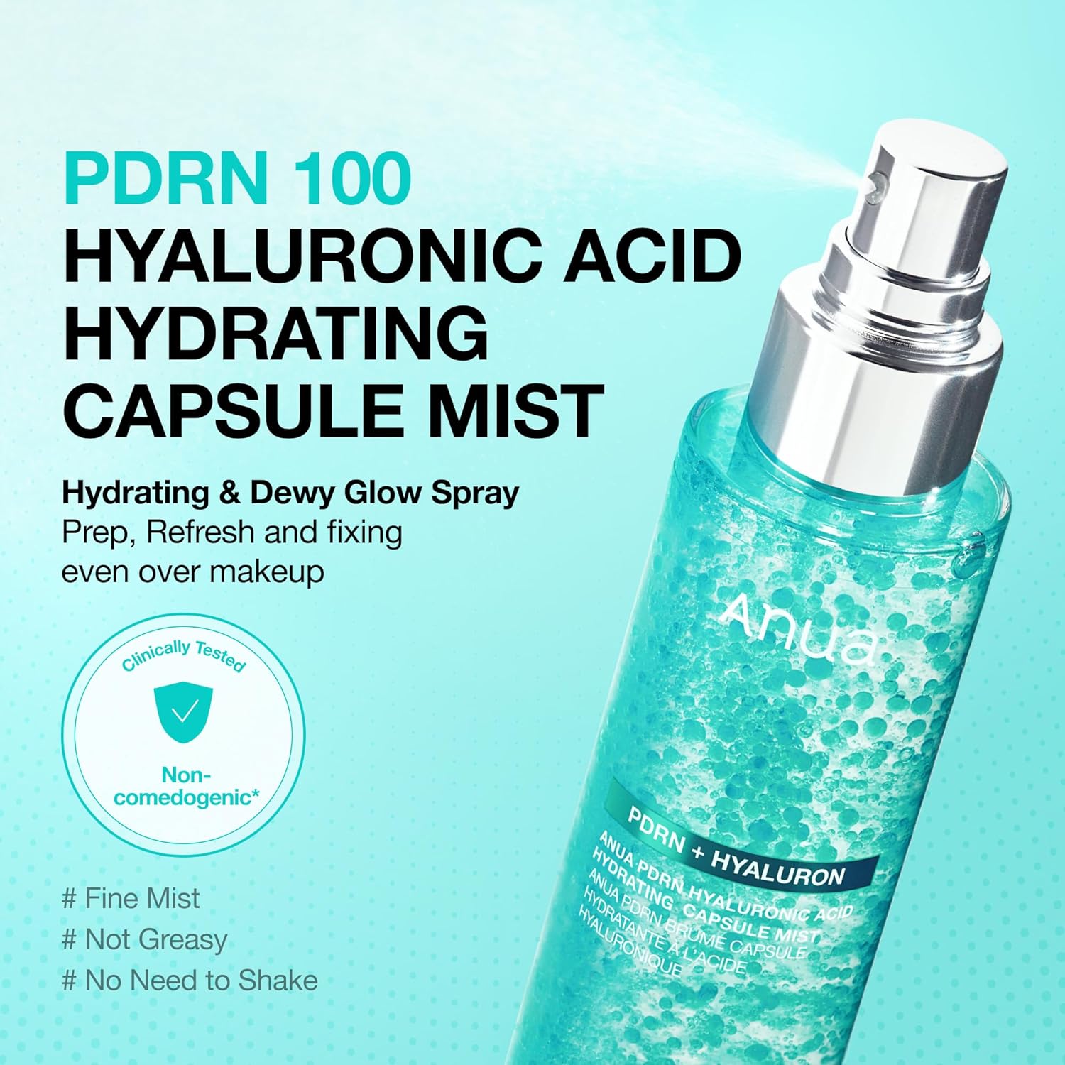 Anua PDRN Collagen Glow Facial Serum Spray, Hydrating Face Mist, Hyaluronic Acid, dewy glass finish, All Skin Types, Instant Plumping Hydration, Firming Care, Korean Skincare, 3.38 fl oz - Image 4