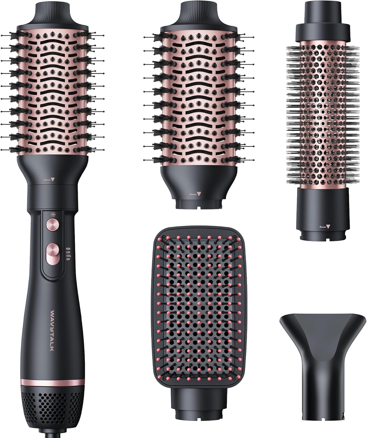 Wavytalk Hair Dryer Brush Set, Air Sculpt 4-in-1 Hot Air Brush Set | Blowout Brush Styler for Salon Blowouts, Volumizing, and Straightening, Sleek Frizz-Free for Every Hair Type, Black