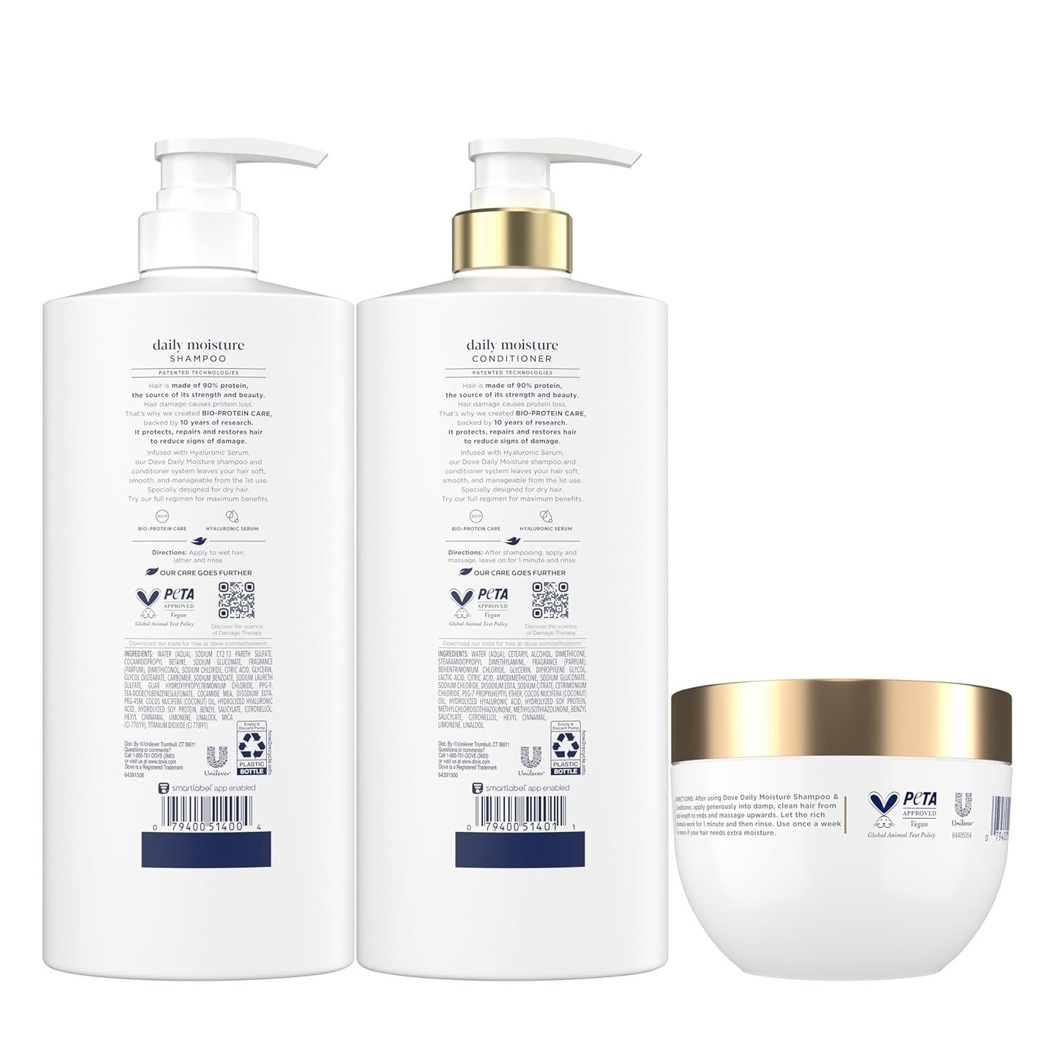 Dove Damage Therapy Shampoo Daily Moisture for Dry Hair with Bio-Protein Care Technology and Hyaluronic Serum 28 Fl Oz - Image 2