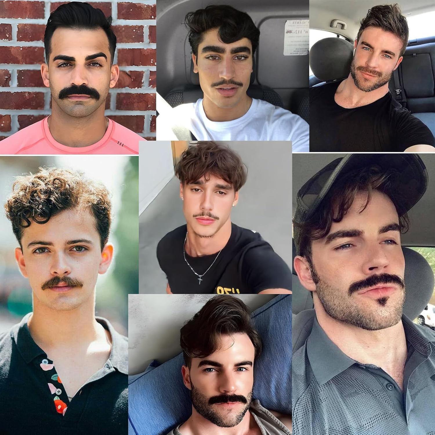 Fake Mustache Natural Realistic 100% Human Hair Fake Beard Handmade Invisible Lace Fake Facial Hair for Entertainment/Drama/Parties/Cosplay/Halloween (Brown Fake Beard 2-2) - Image 7