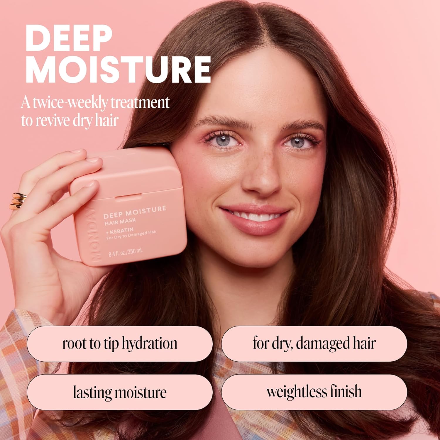 MONDAY HAIRCARE DEEP MOISTURE Hair Mask with Keratin, Argan Oil, Shea Butter & Coconut Oil for Dry to Damaged Hair 250 mL - Image 3