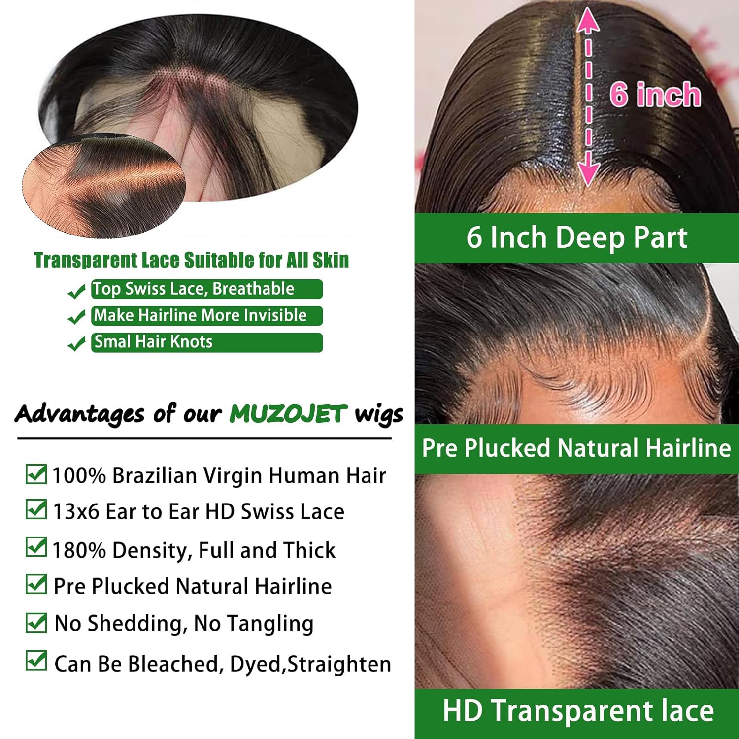 13x6 Lace Front Wigs Human Hair Pre Plucked 180 Density 26 Inch HD Body Wave Lace Front Wigs Human Hair 10A Frontal Wigs Human Hair wigs for Women Glueless Wigs Human Hair Pre Plucked Black wig - Image 2