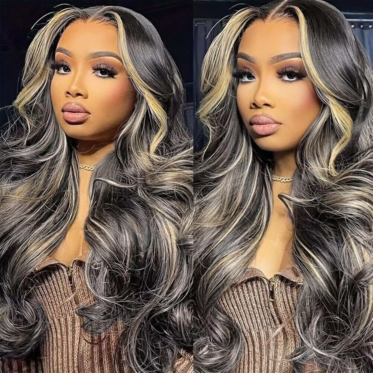 MUZOJET 1B/27 Highlight Ombre Balayage 13x6 Lace Front Wigs Human Hair Black and Blonde HD Transparent Lace Front Wig Human Hair Pre Plucked with Baby Hair for Black Women 180% Density 26 Inch